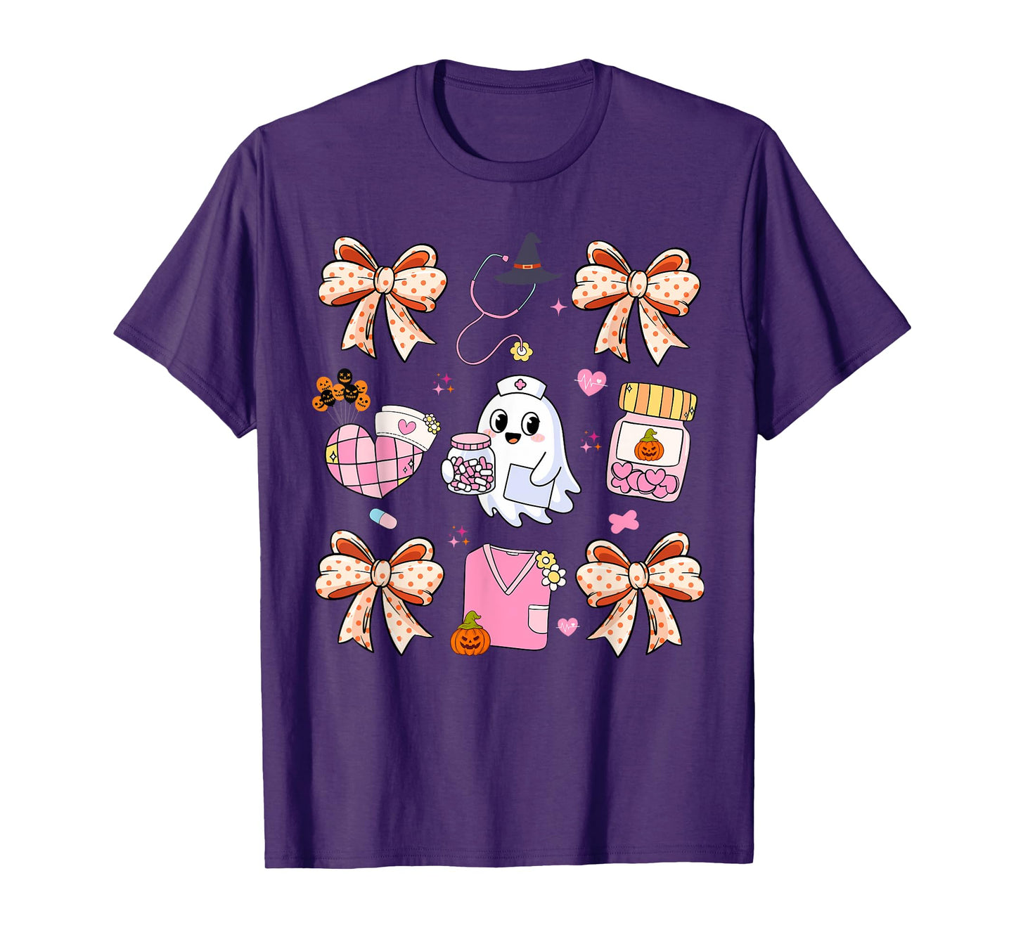 Nurse Ghost Bow Coquette Halloween Nurse Life Medical Crew T-Shirt