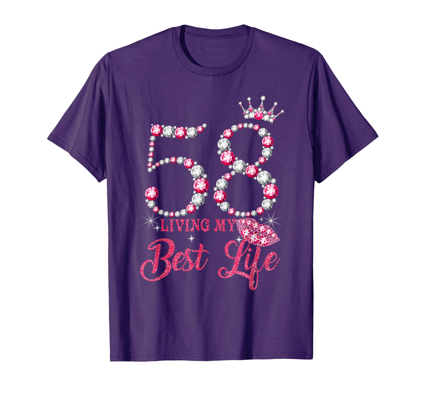 Living My Best Life 58 Years Old 58th Birthday Queen Women T-Shirt