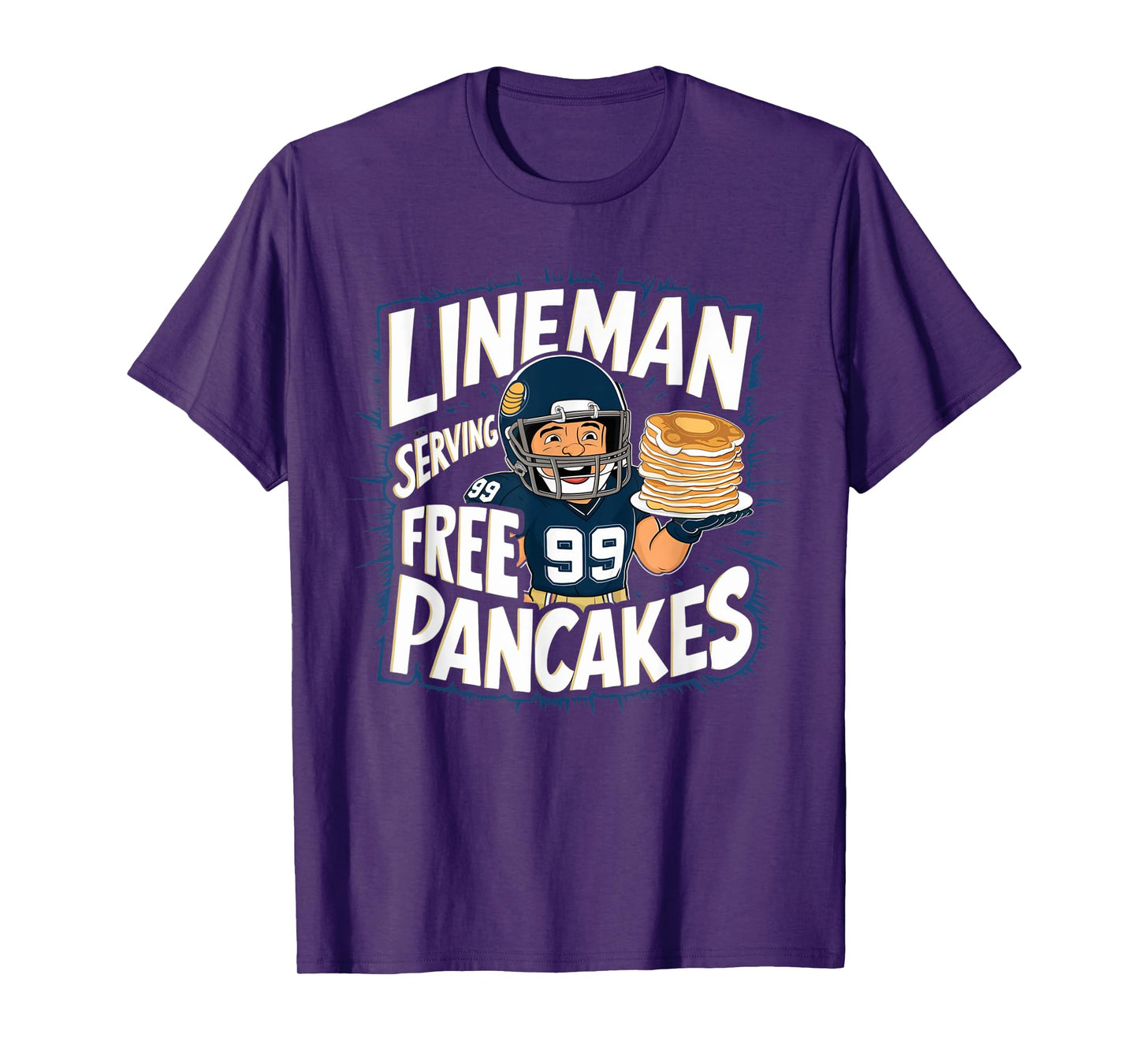 Funny Lineman Serving Pancakes Football OL DL T-Shirt
