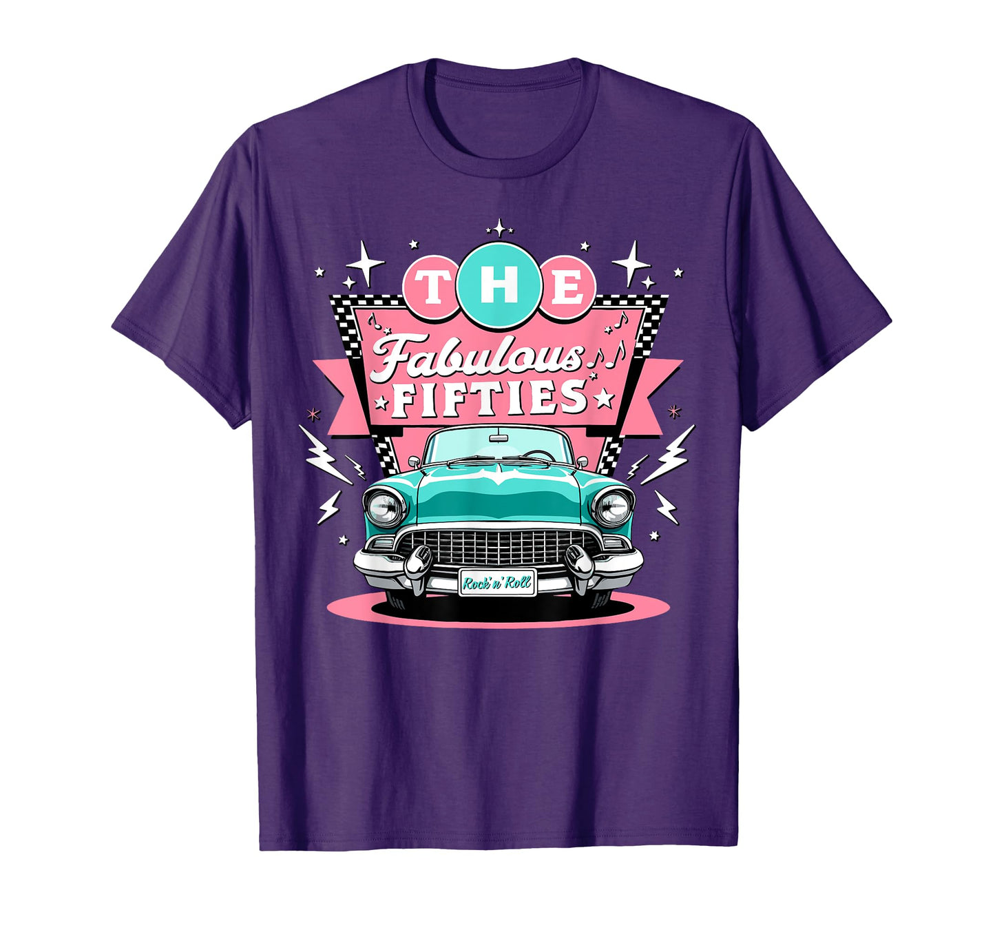 The Fifties 1950s Car Music Checkerboard Rockabilly Sock Hop T-Shirt