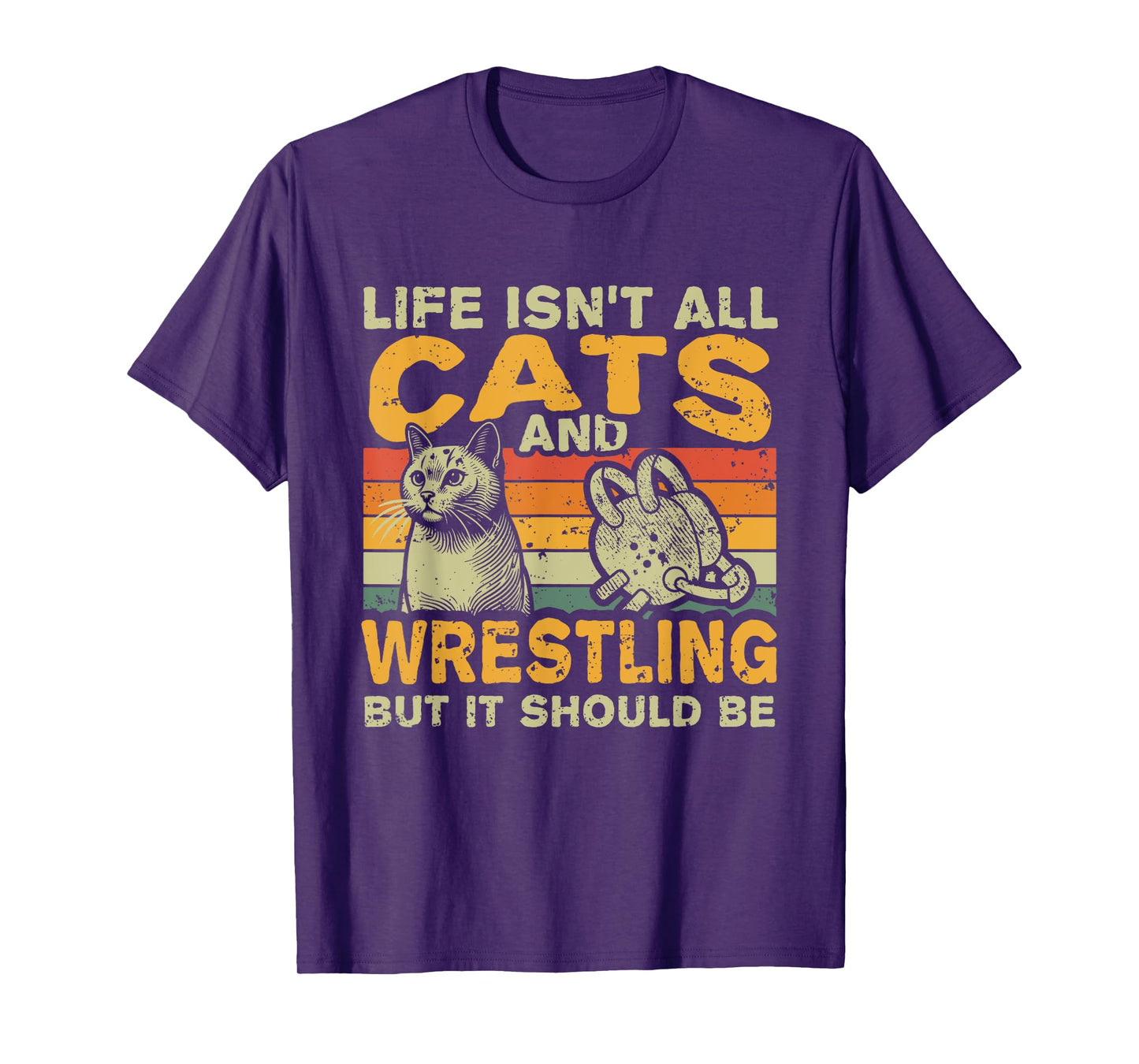 Funny Cat Owner And Wrestling Lover Gift Unisex-Adults, Unisex-Kids T-Shirt Black Small Retro-Modern Solid Black Cotton Blend Crew Neck Short Sleeve