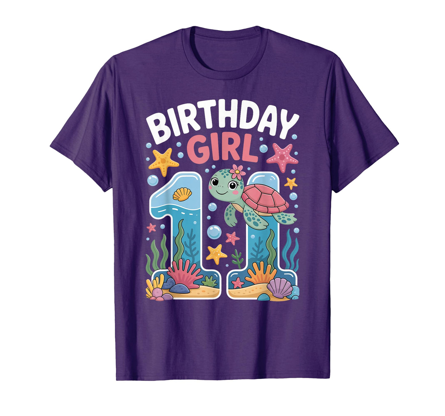 11 Year Old Birthday Girl 11th Sea Turtle Ocean T-Shirt