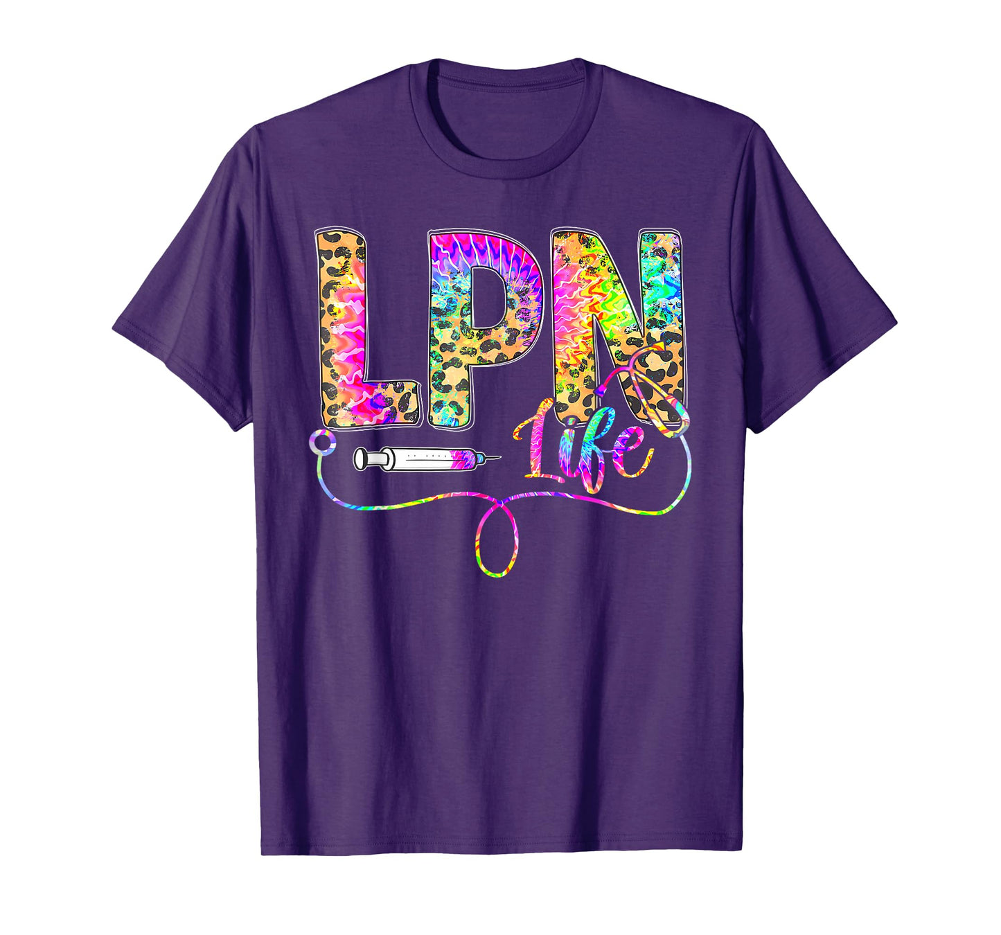 Leopard Tie Dye LPN Life Nurse Squad Nurse Women T-Shirt