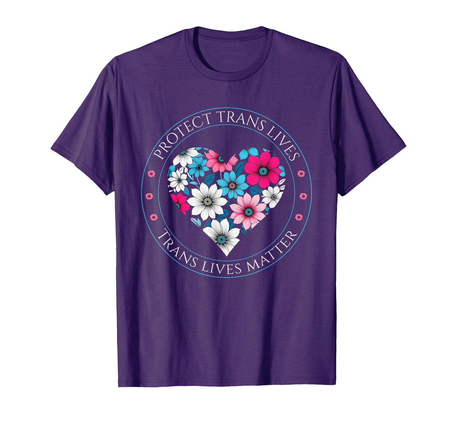Protect Trans Lives Matter Trans Kids Floral Heart Floral T-Shirt