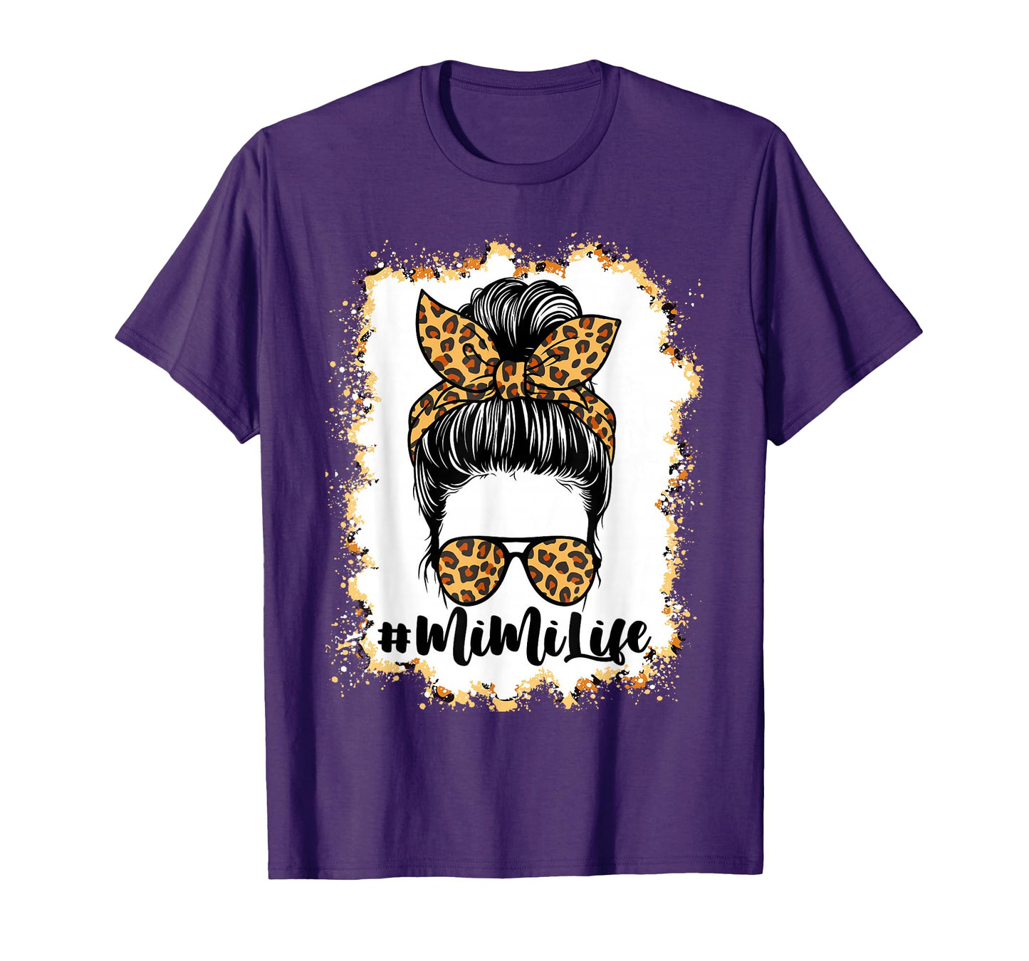 Mimi Life Hair Bandana Glasses Leopard Print Mother's Day T-Shirt