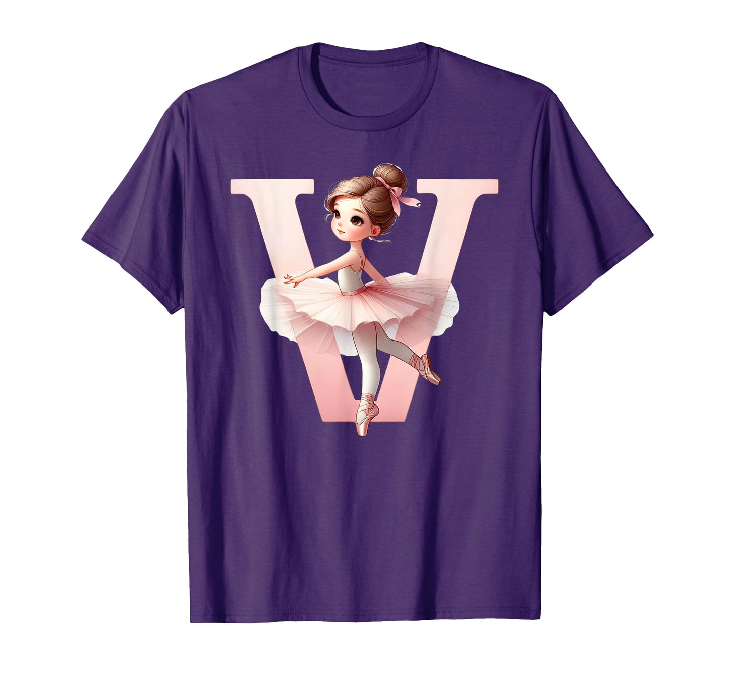 Ballerina Girl Dancing Name First Letter V Girly Tutu Ballet T-Shirt