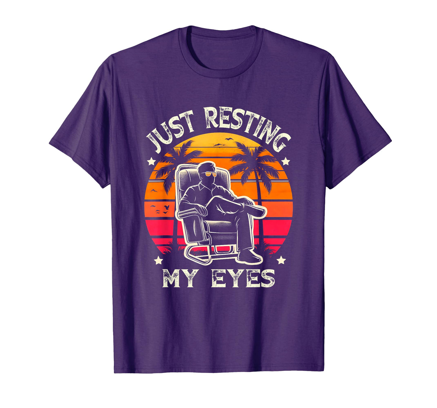 Just Resting My Eyes Funny Recliner Dad Sunset PalmTree T-Shirt