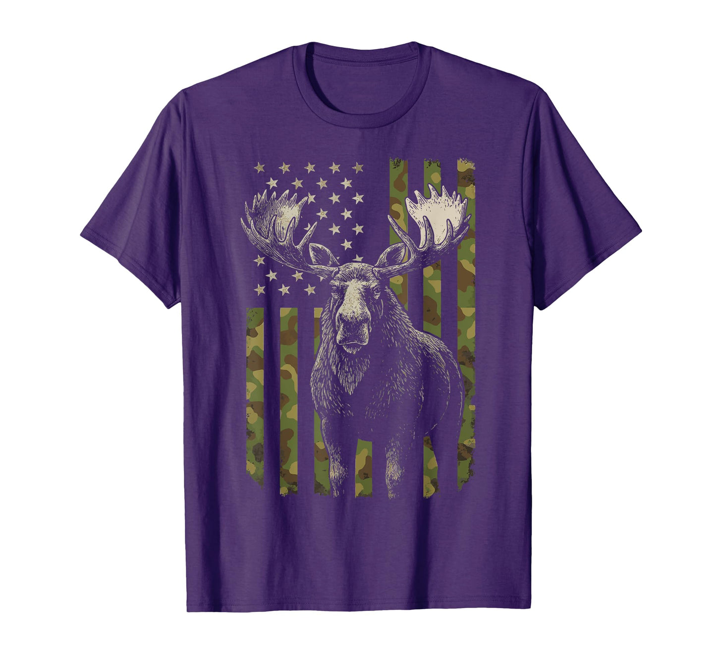 Moose USA Flag Alaska Wildlife T-Shirt