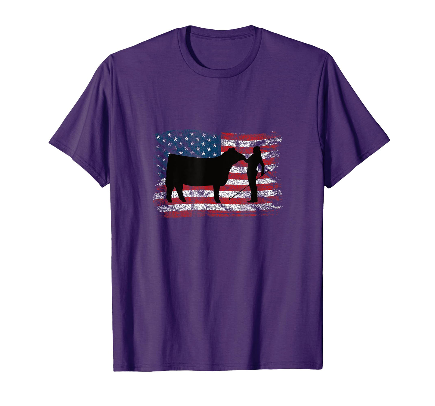 Showgirl Cattle American Patriotic USA Flag Fun Cattle Show T-Shirt