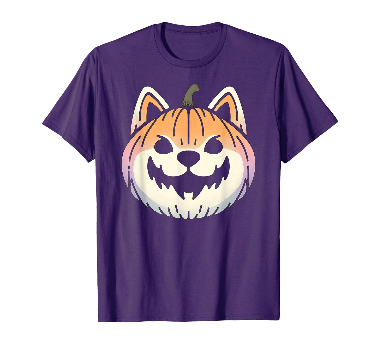 Spooky Shiba Inu Akita Dog Jack O Lantern Halloween Pumpkin T-Shirt