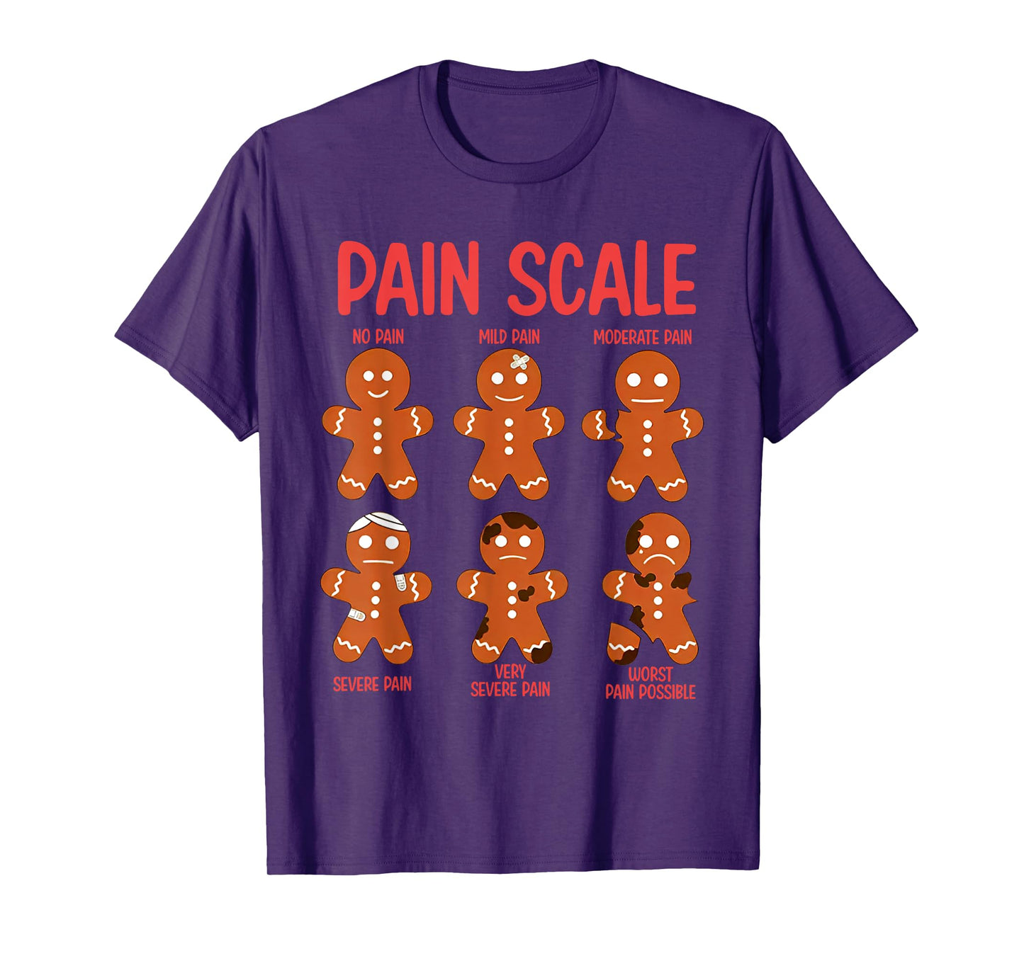 Funny Gingerbread Pain Scale Christmas Nurse T-Shirt