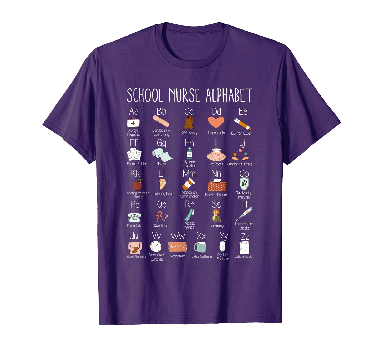 ABC School Nurse Alphabet Nurse Appreciation Nurse Educator T-Shirt