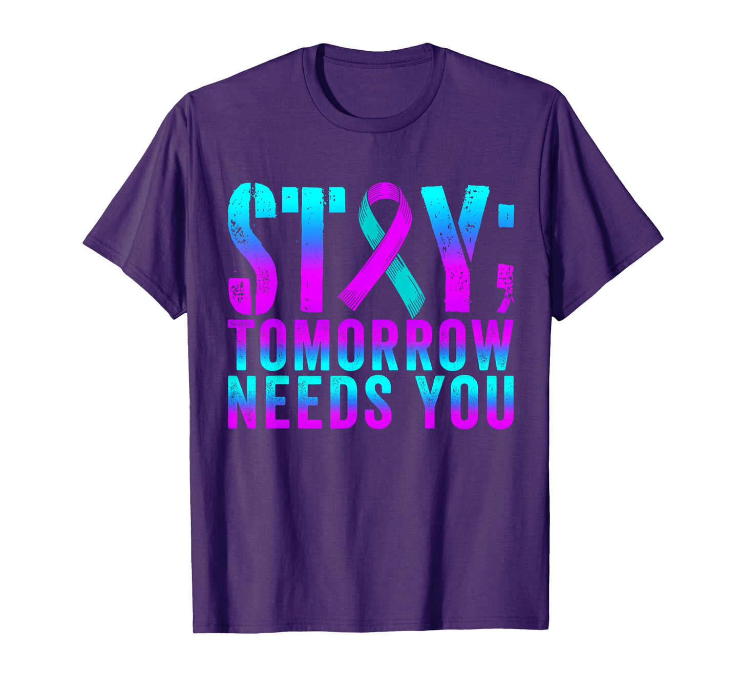 Groovy Teal & Purple Ribbon Suicide Prevention Awareness T-Shirt