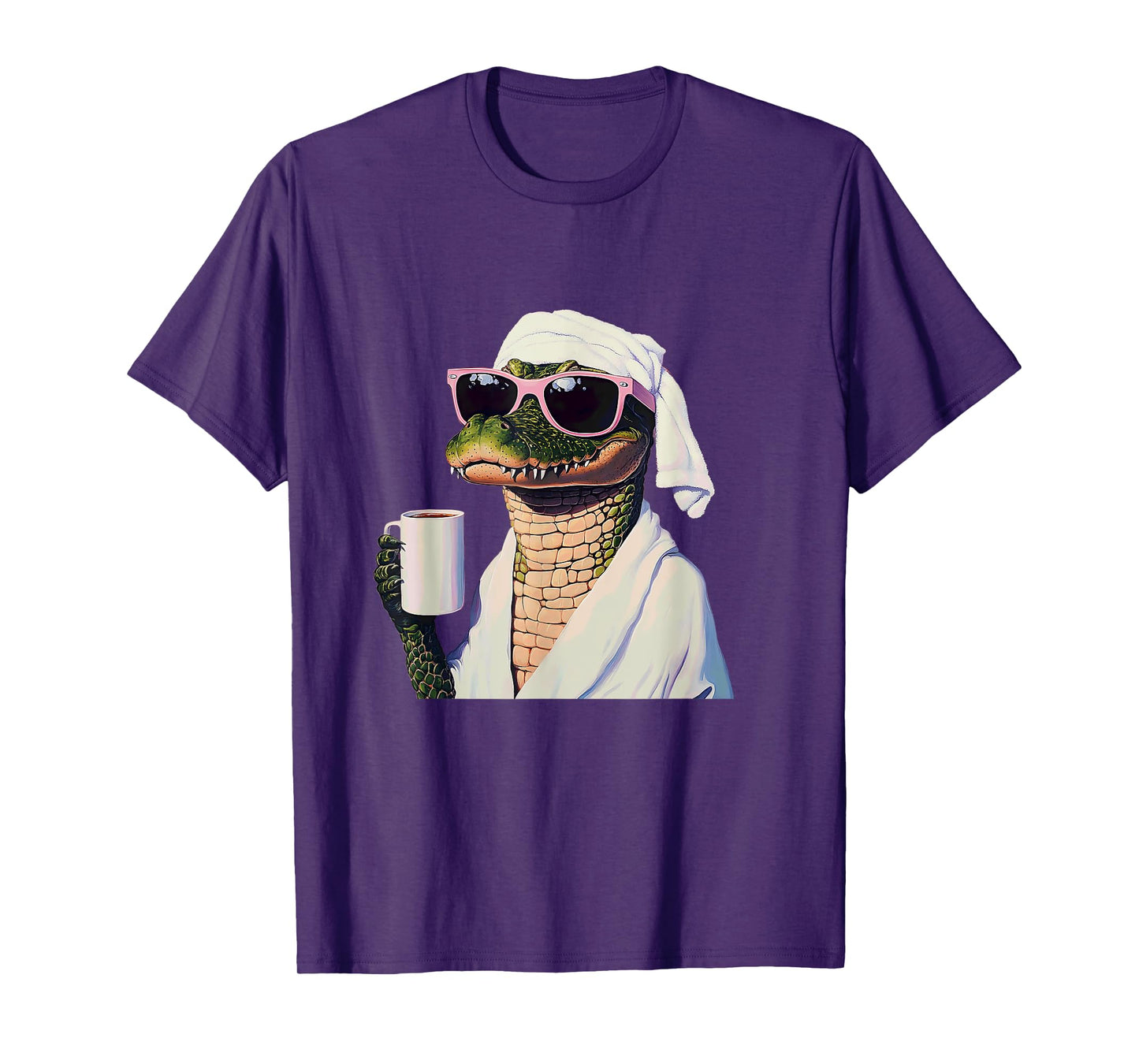 Alligator Relaxing With Coffee Humor Art T-Shirt