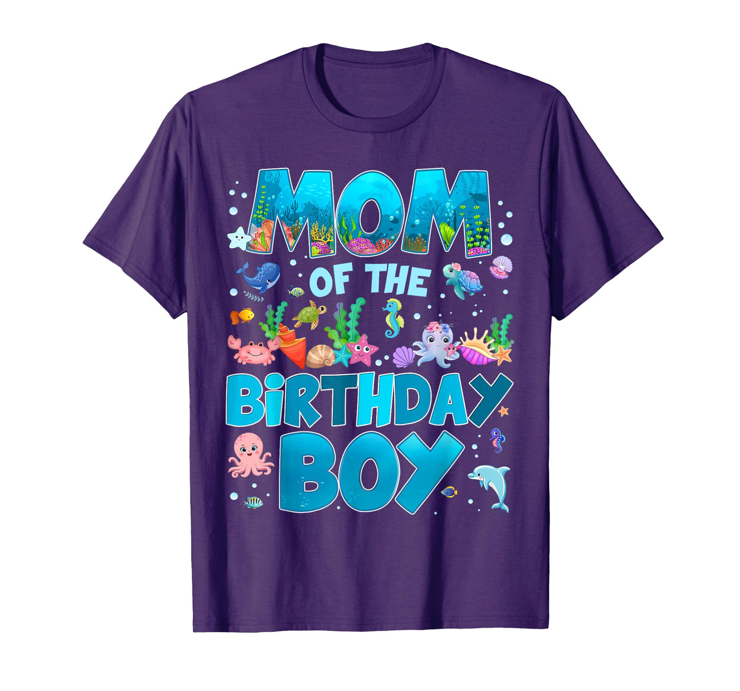 Mom of The Birthday Boy Ocean Animal Wildlife Bday Family T-Shirt