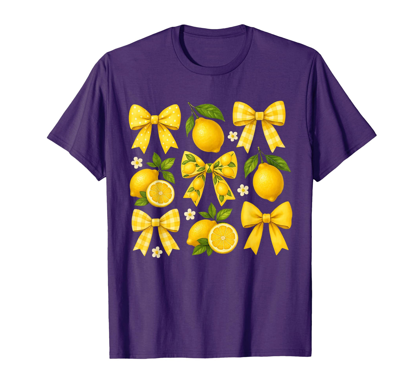 Cute Lemon Tropical Fruits Coquette Bows Summer Girl Women T-Shirt