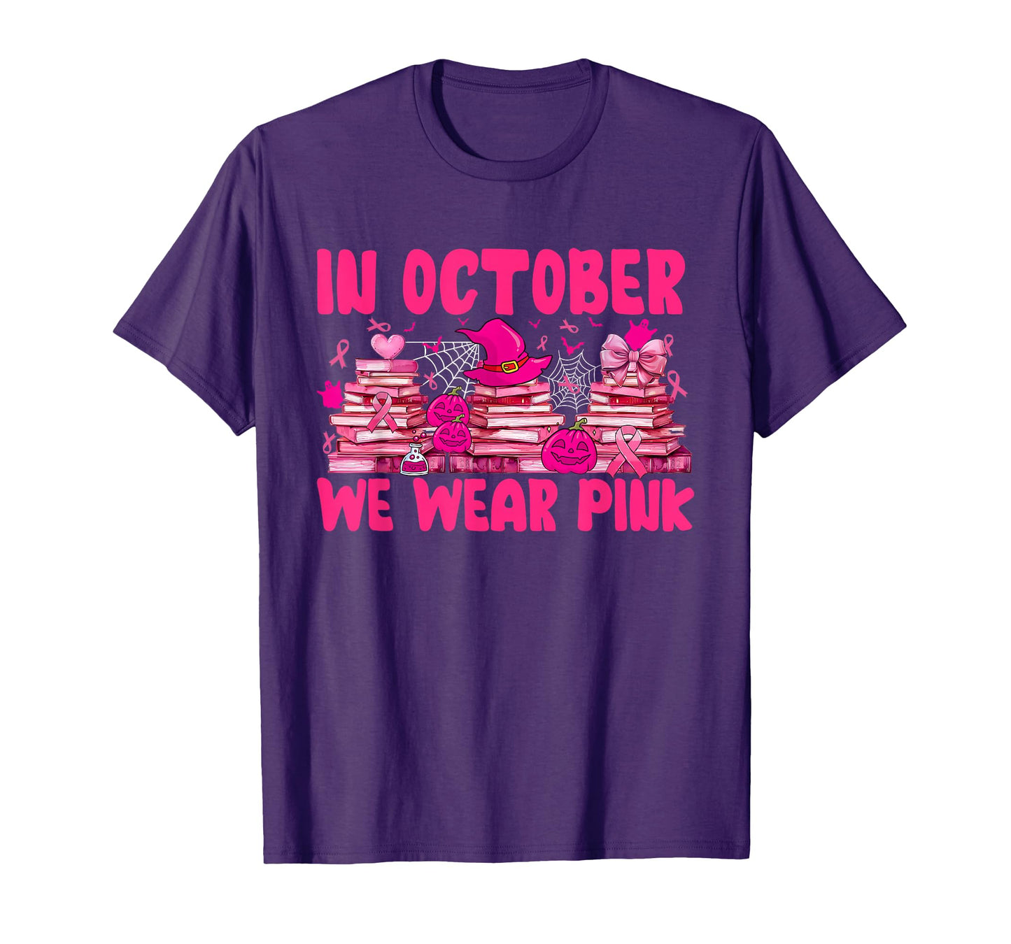 Breast Cancer in October We Wear Pink Book Lover Librarian T-Shirt