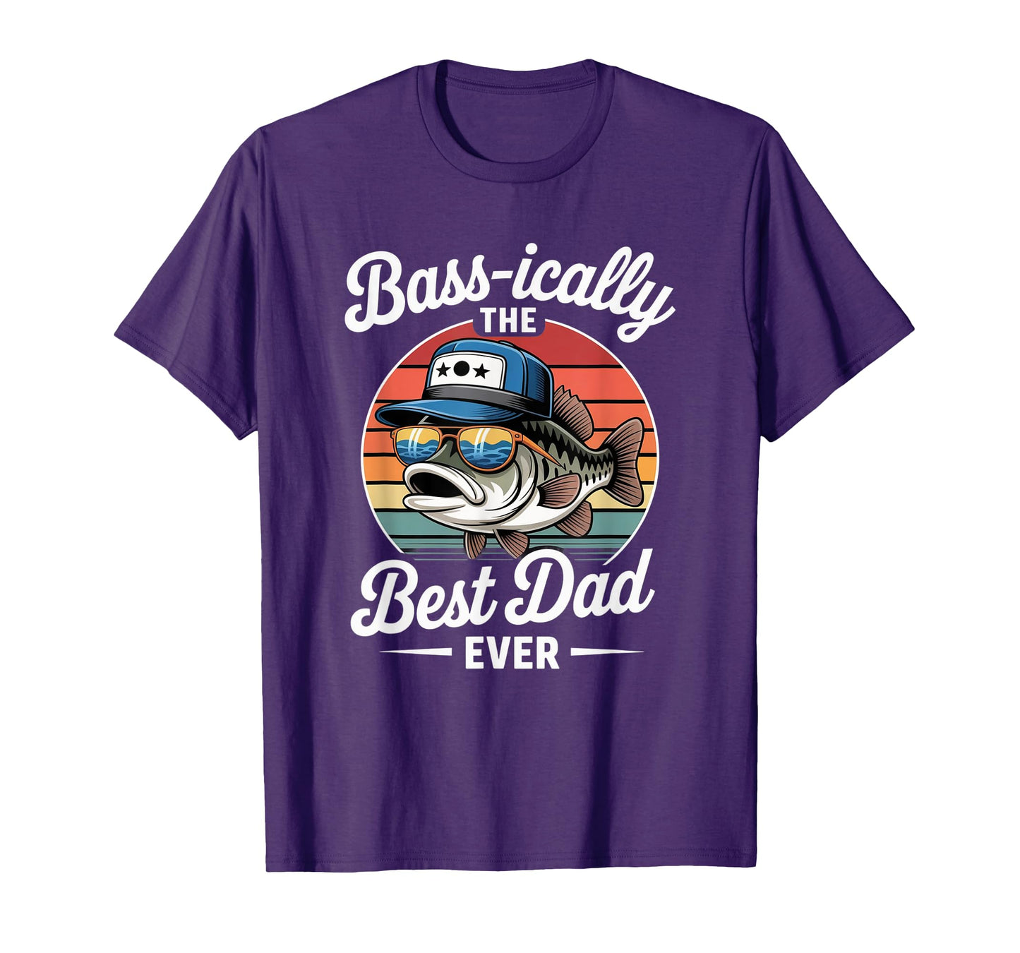 Bass-ically The Best Dad Funny Fishing Retro Bass Fisherman T-Shirt