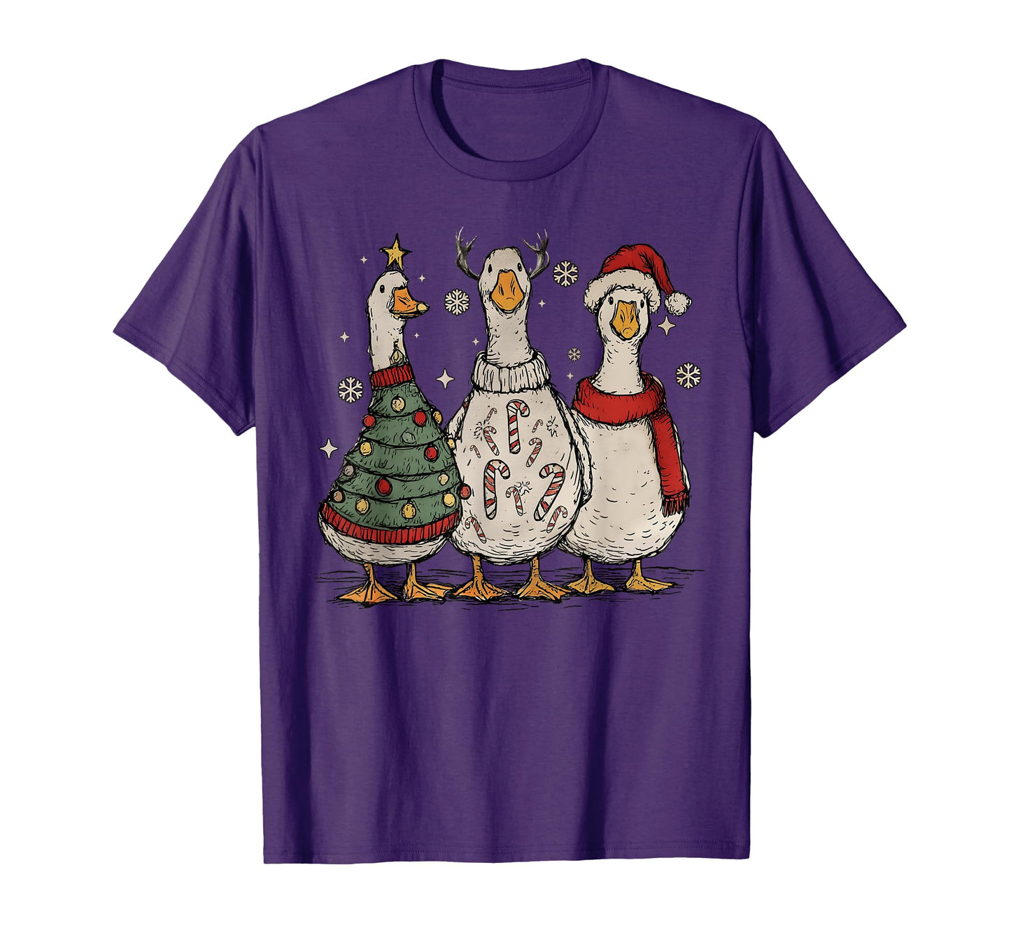Vintage Christmas Silly Goose Santa Reindeer Men Women Kids T-Shirt