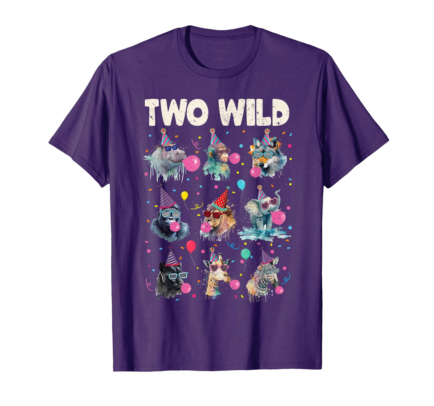 Birthday Animal Wildlife 2 Two Wild Bday Tee Zoo Lover Gifts T-Shirt