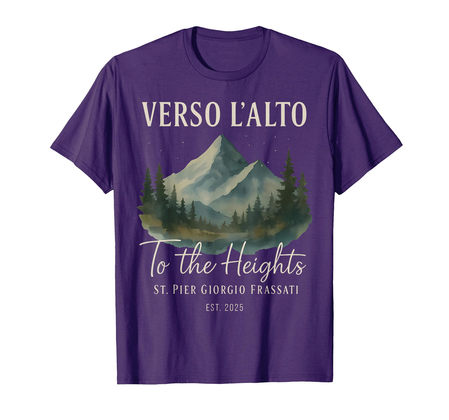 Verso L'Alto to The Heights Quote with Nature Landscape T-Shirt
