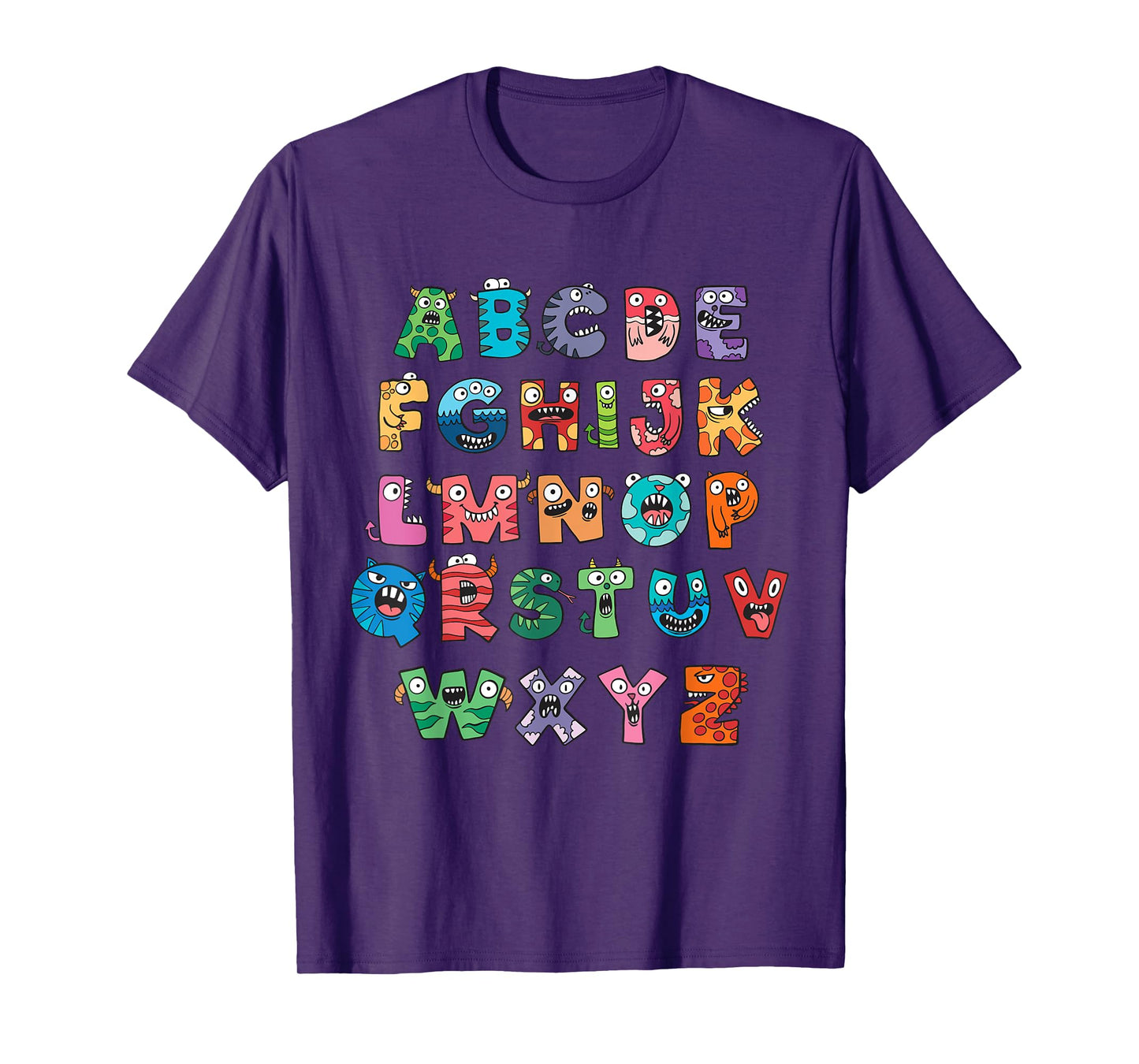 Monster Alphabet Fun Colorful Educational Kids T-Shirt