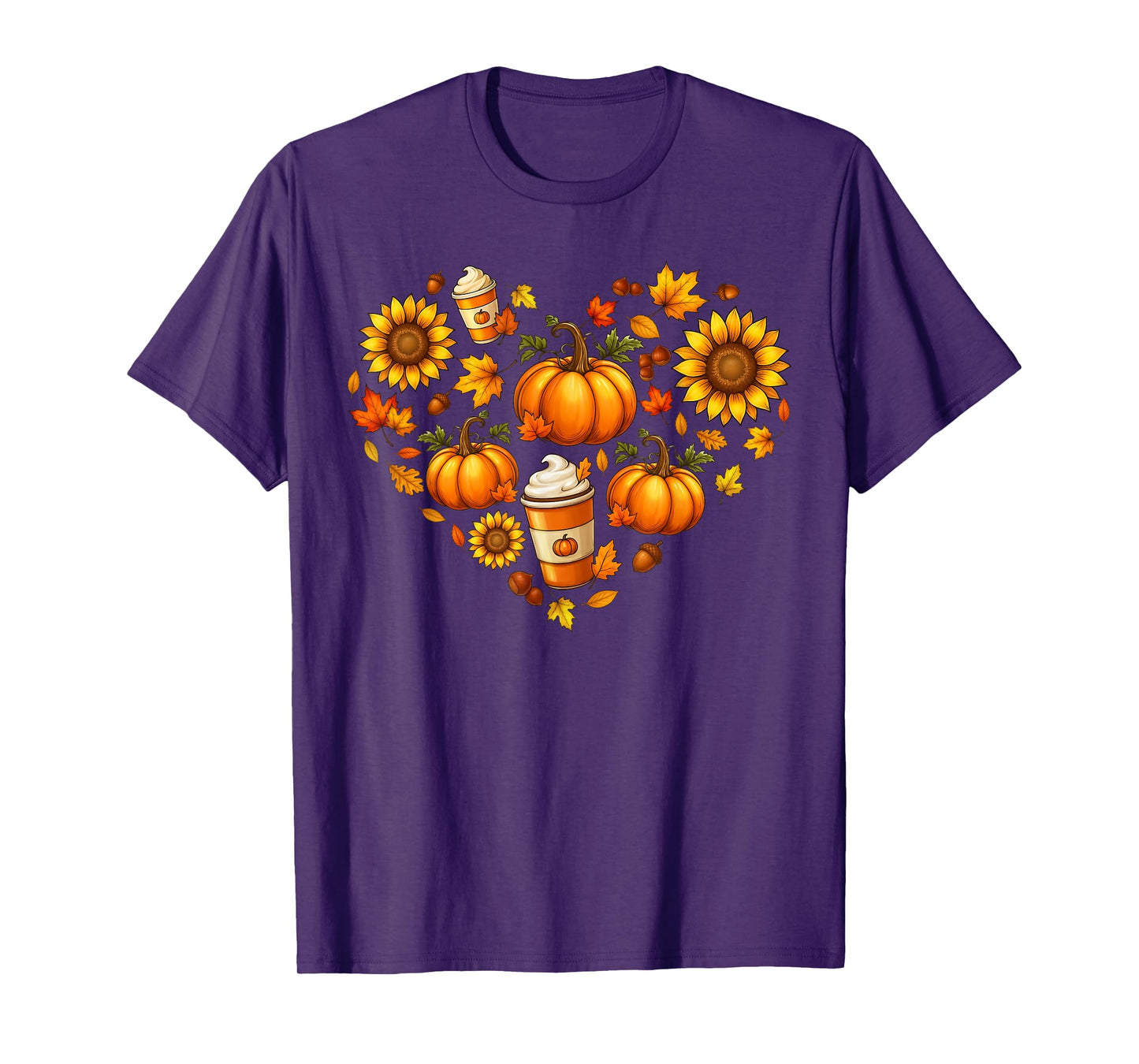 Pumpkin Maple Leaf Sunflower Heart Fall Autumn Women Men Kid T-Shirt