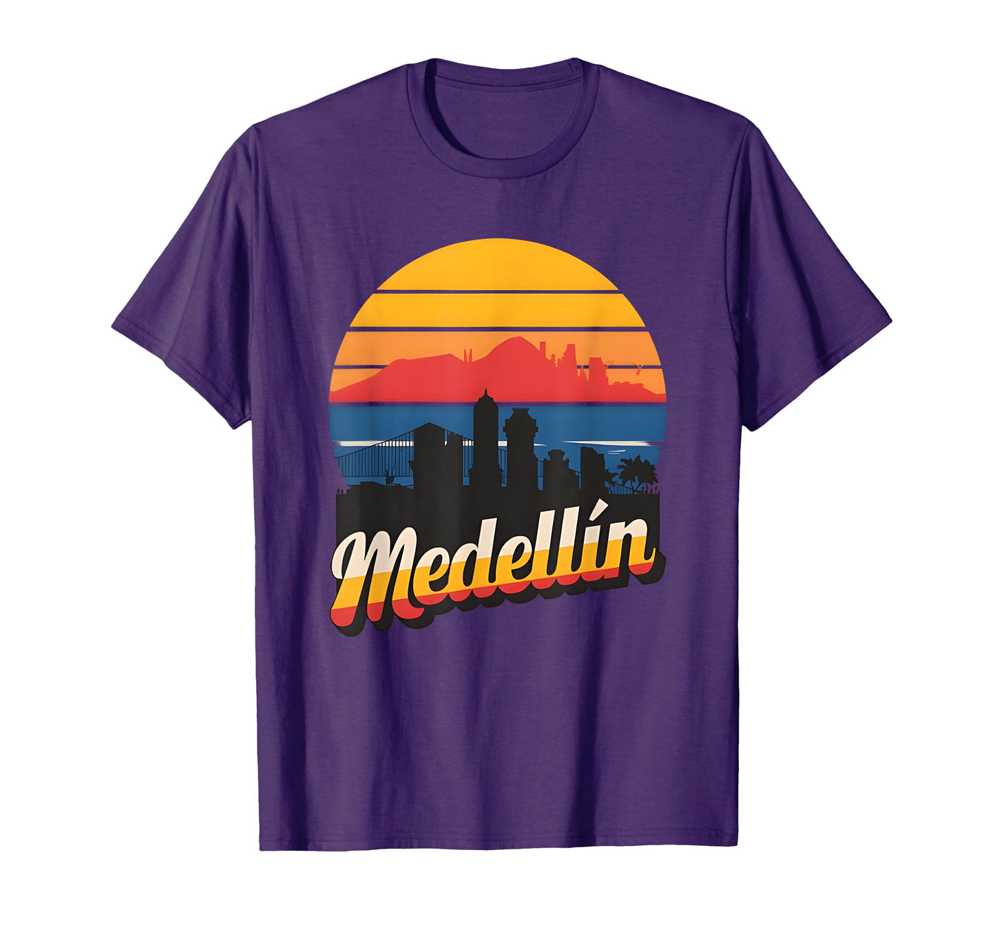Medellin Colombia Retro Vintage Sunset Skyline Medellin T-Shirt