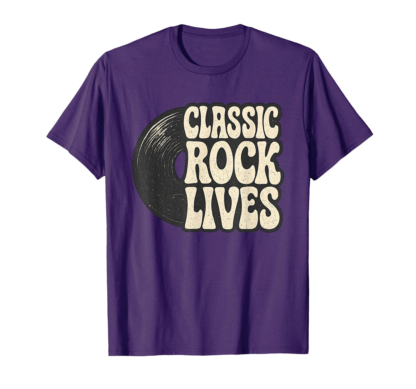 Funny Retro 70s 80s Music Vinyl Record Classic Rock Lives T-Shirt