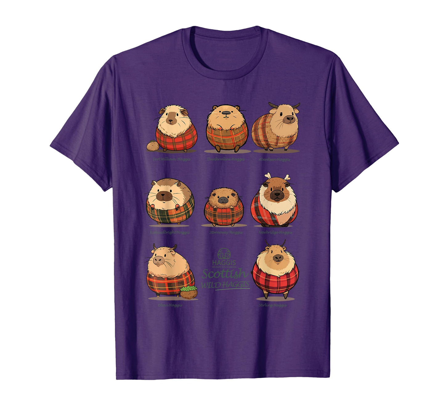 Haggis Wildlife Foundation Unisex-Adults Haggis Scottish Wild Haggis T-Shirt Black Small Classic Fit Mandarin Collar Crew Neck Short Sleeve