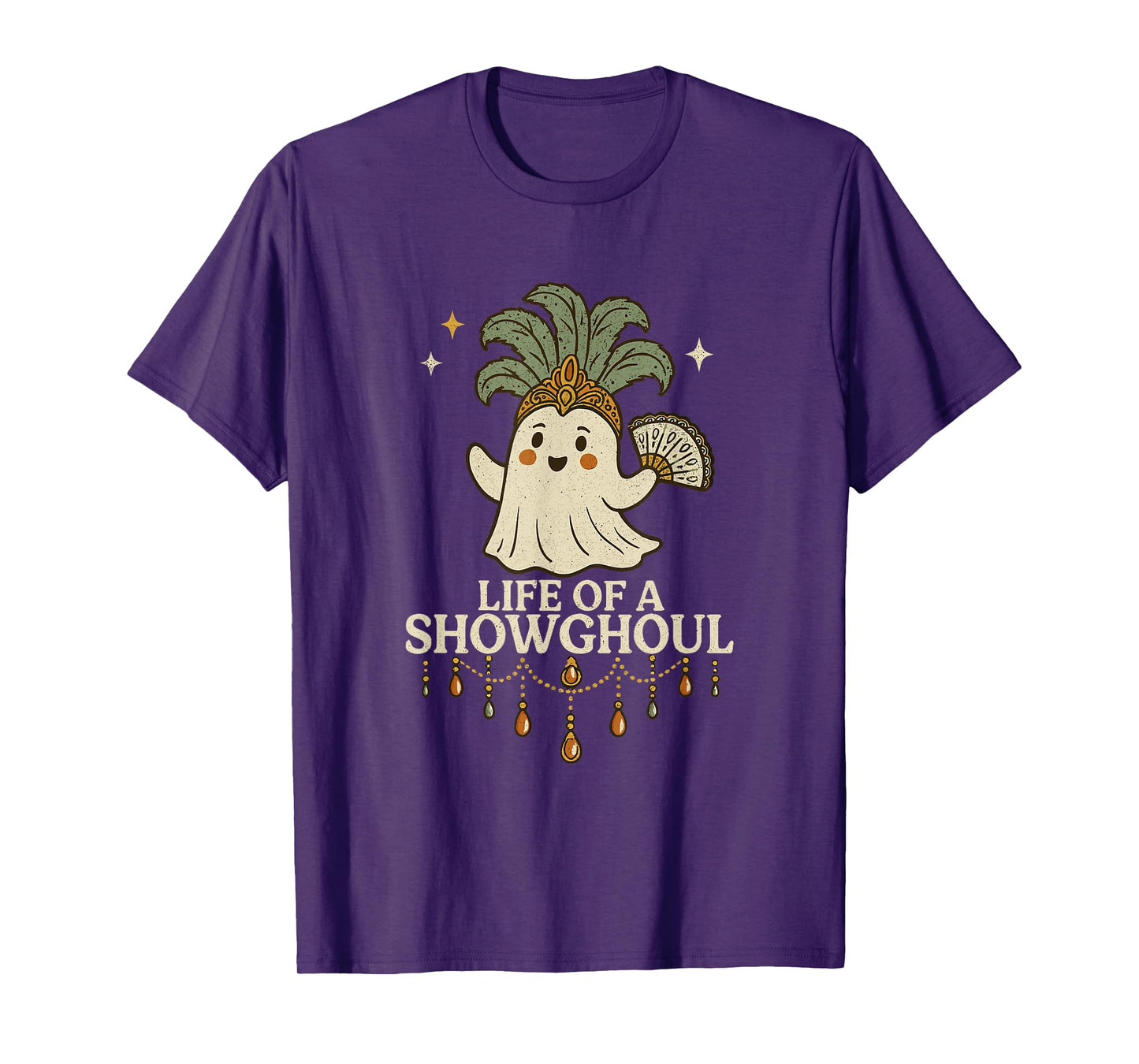 Life of a Showghoul Cute Halloween Ghost Showgirl Fan Design T-Shirt