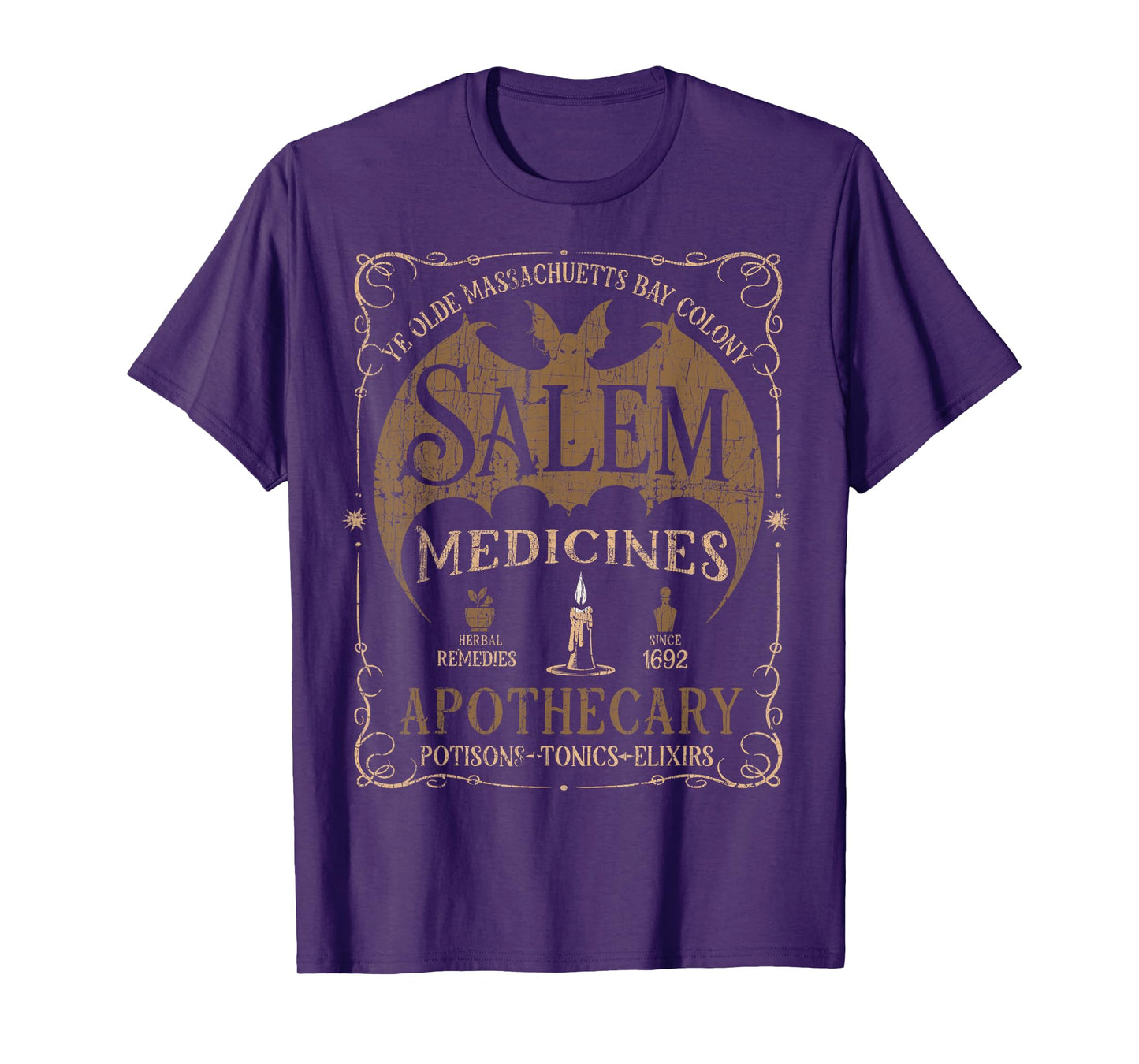 Salem 1692 Apothecary Medicines Herbal Witch Bat Tees T-Shirt