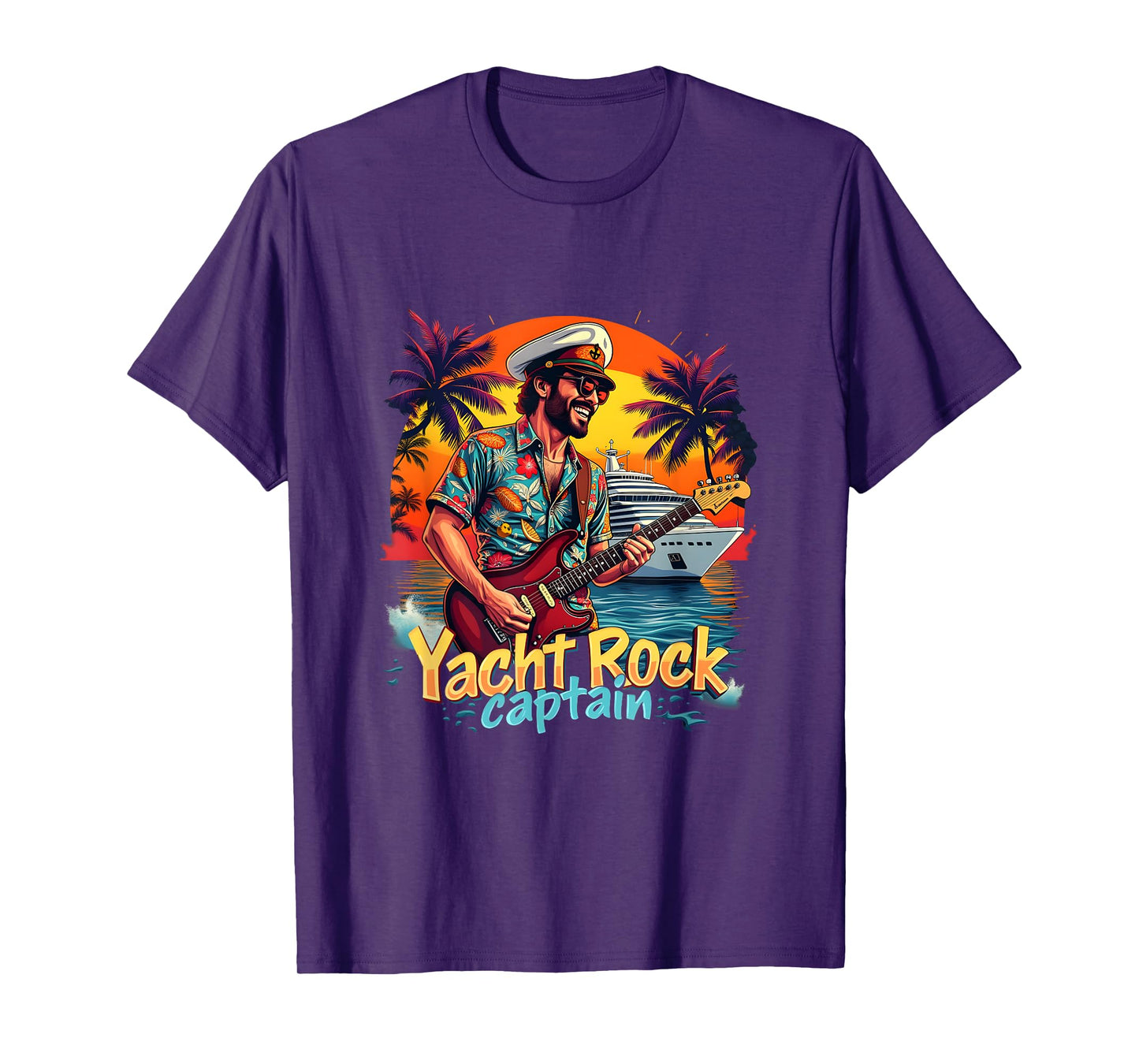 Retro Yacht Rock Captain Retro Tropical Cruise Squad Graphic T-Shirt