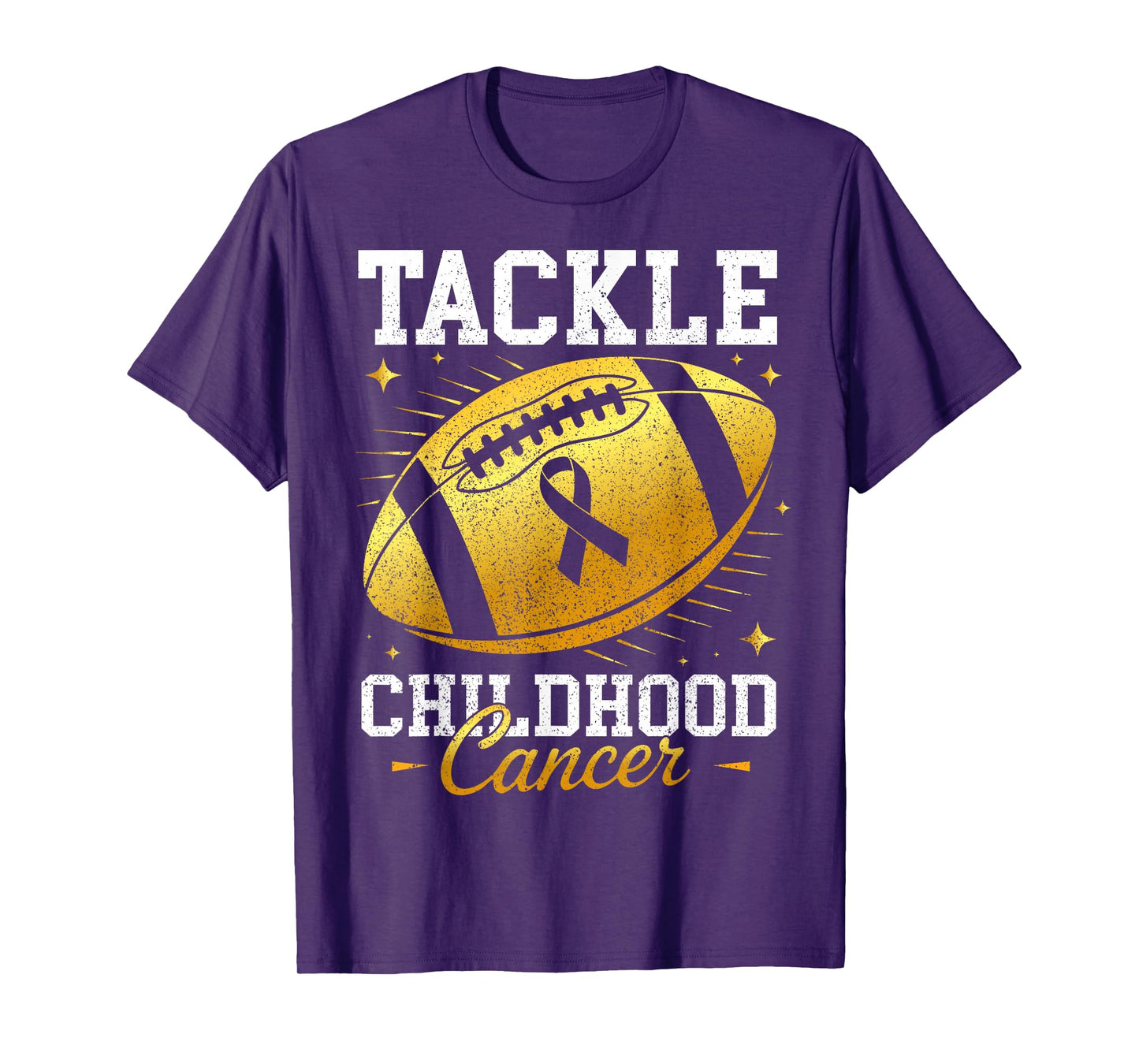 Football Gold Ribbon Tackle Childhood Cancer Awareness Kids T-Shirt