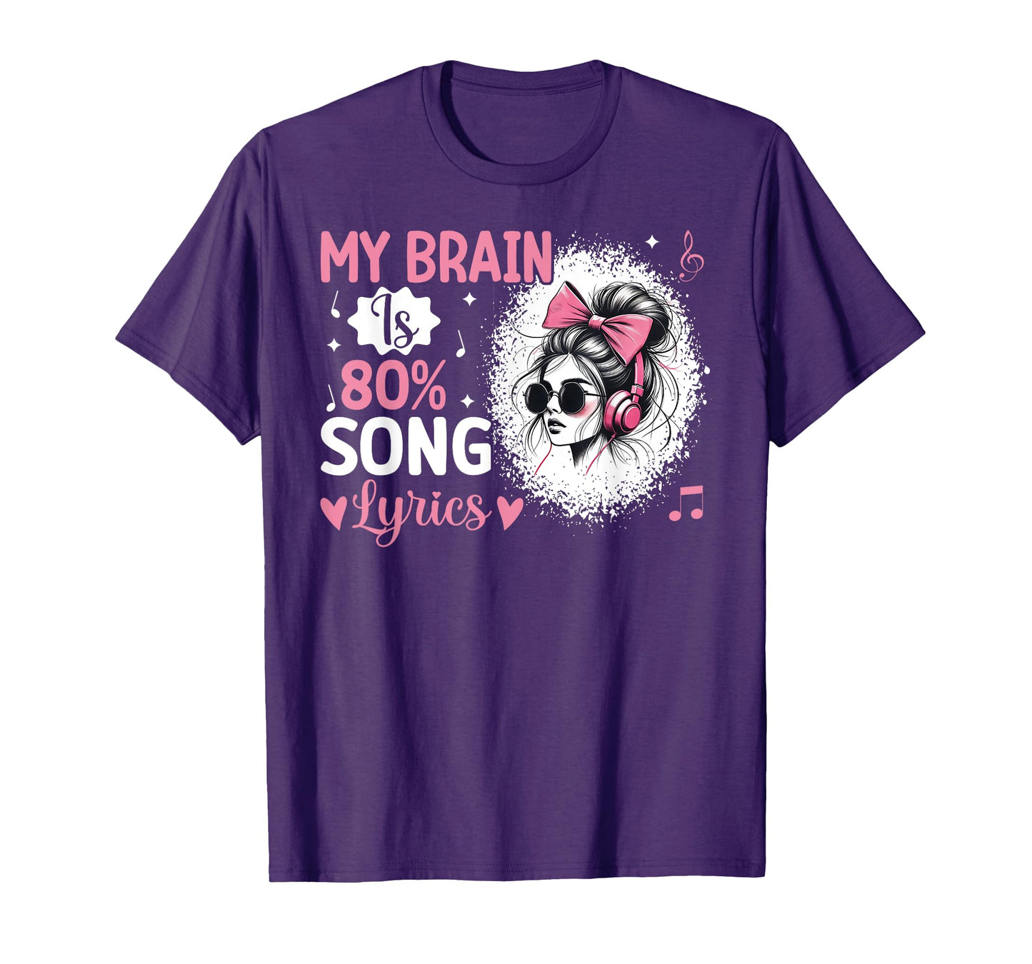 My Brain Is 80% Song Lyrics Funny Vintage Music Lover Life T-Shirt