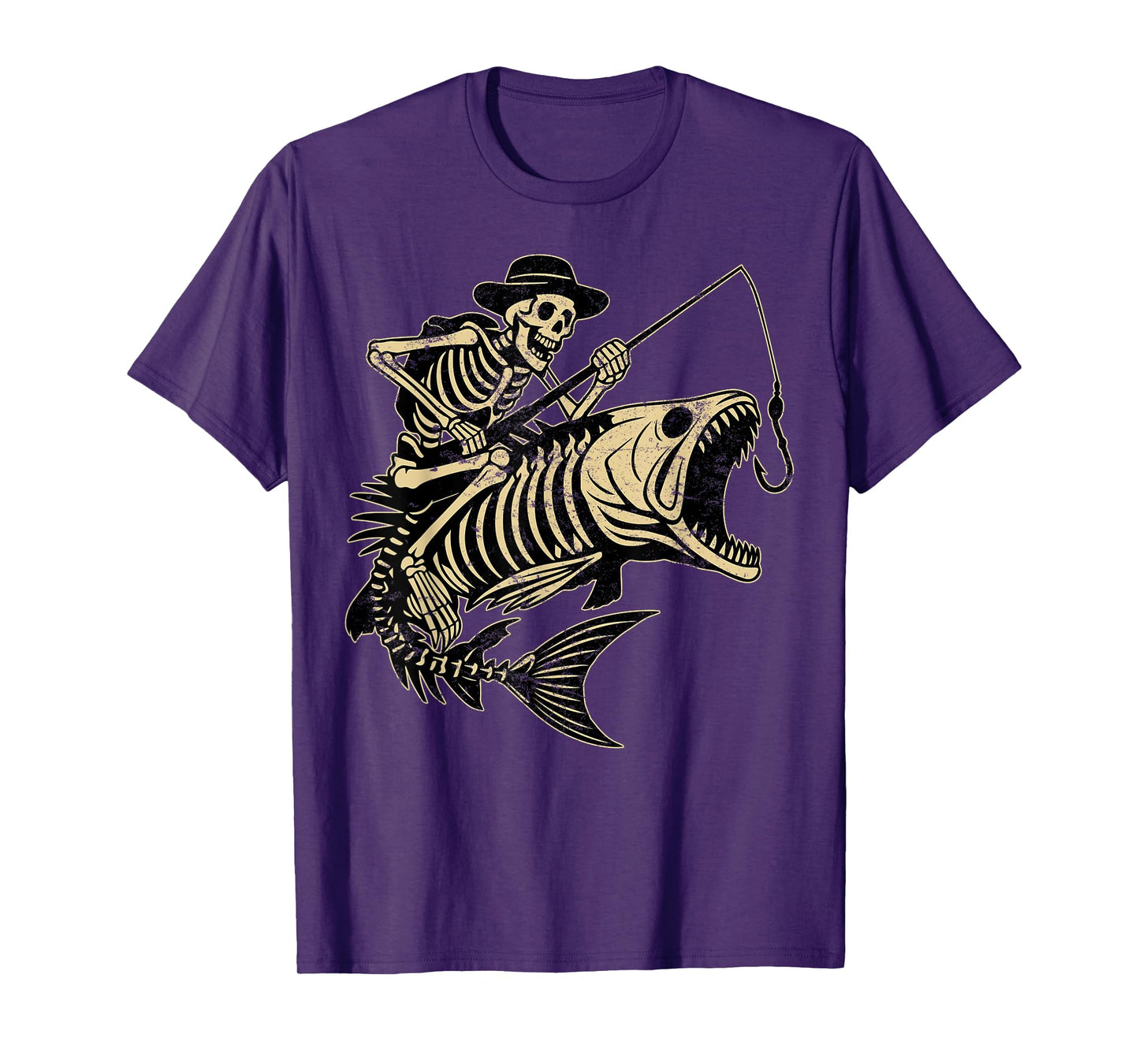 Fisherman Halloween Bass Fish Skull Skeleton Fishing Men Dad T-Shirt