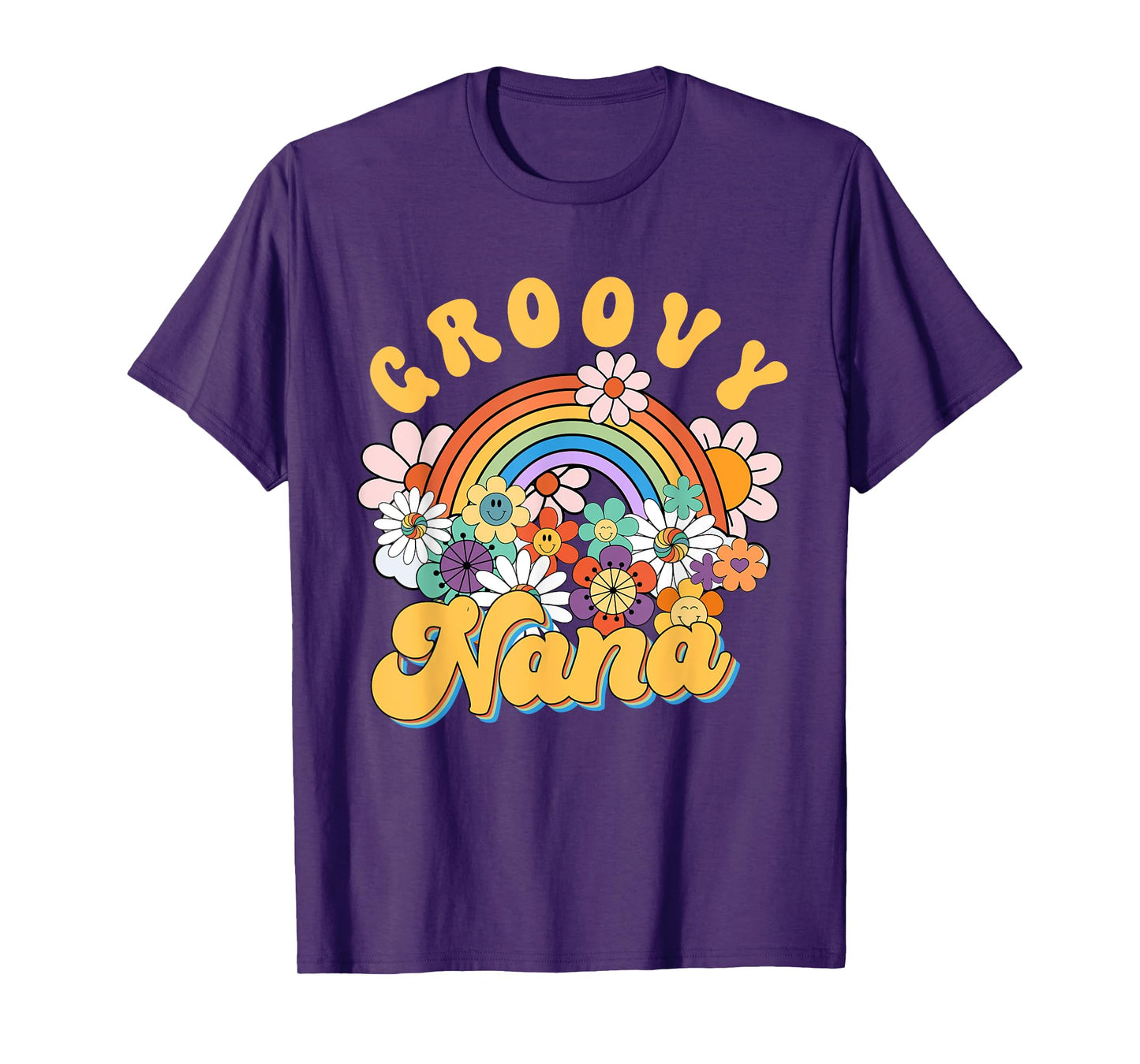 Groovy Nana Rainbow Colorful Flowers Mother's Day T-Shirt