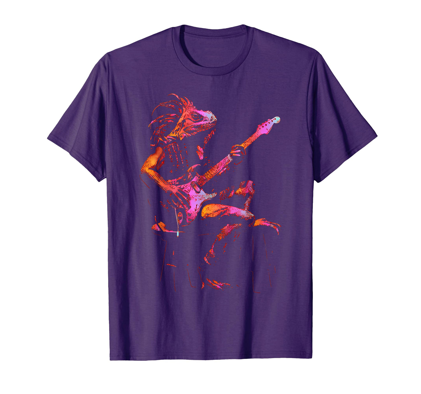Iguana Playing Bass Guitar Punk Rock Rock & Roll Music T-Shirt