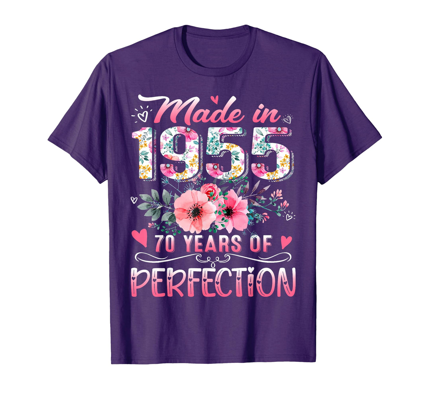 Made In 1955 Floral 70th Birthday 70 Years Of Perfection T-Shirt