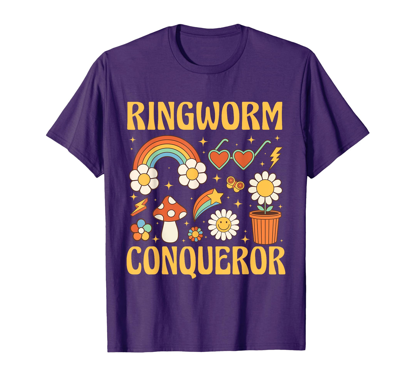 Ringworm Conqueror Ironic Medical Humor Retro Groovy T-Shirt