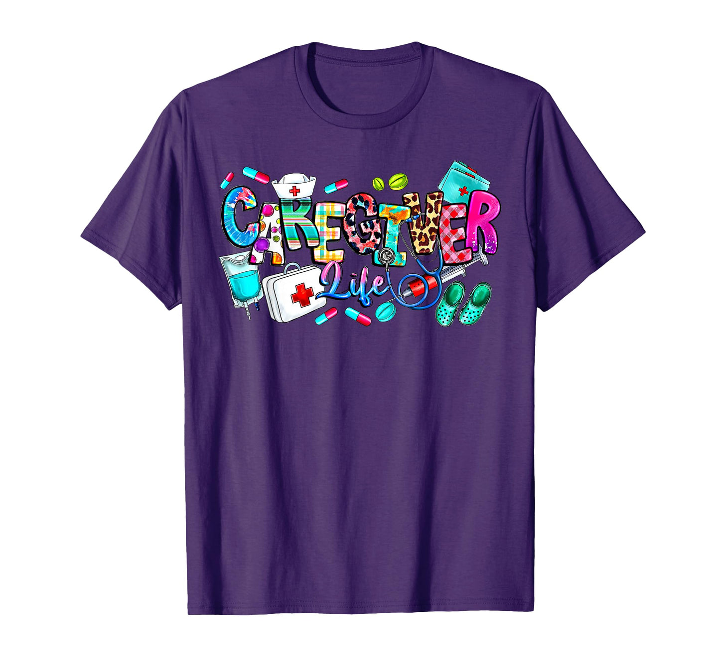 Leopard Caregiver Life Nurse Restorative Aide Caregivers Day T-Shirt