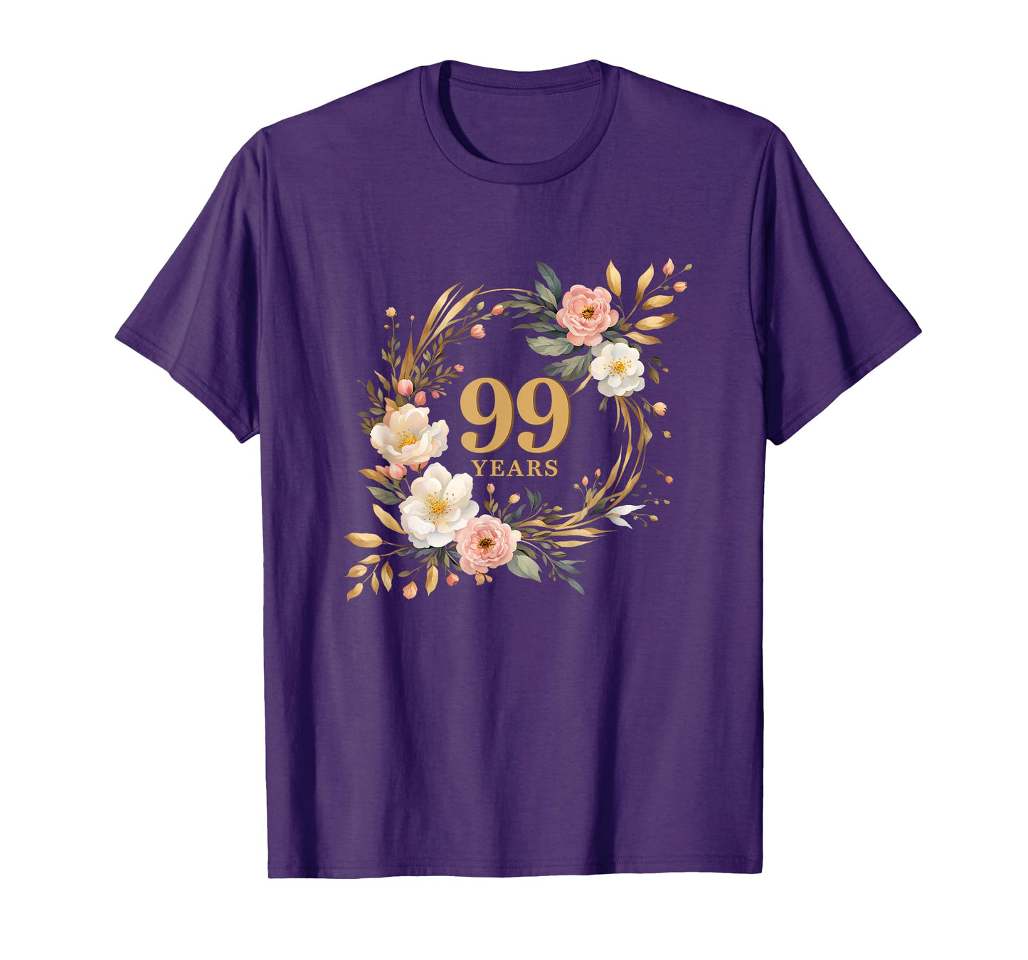 99 Years Celebration Watercolor Birthday Floral for Women T-Shirt