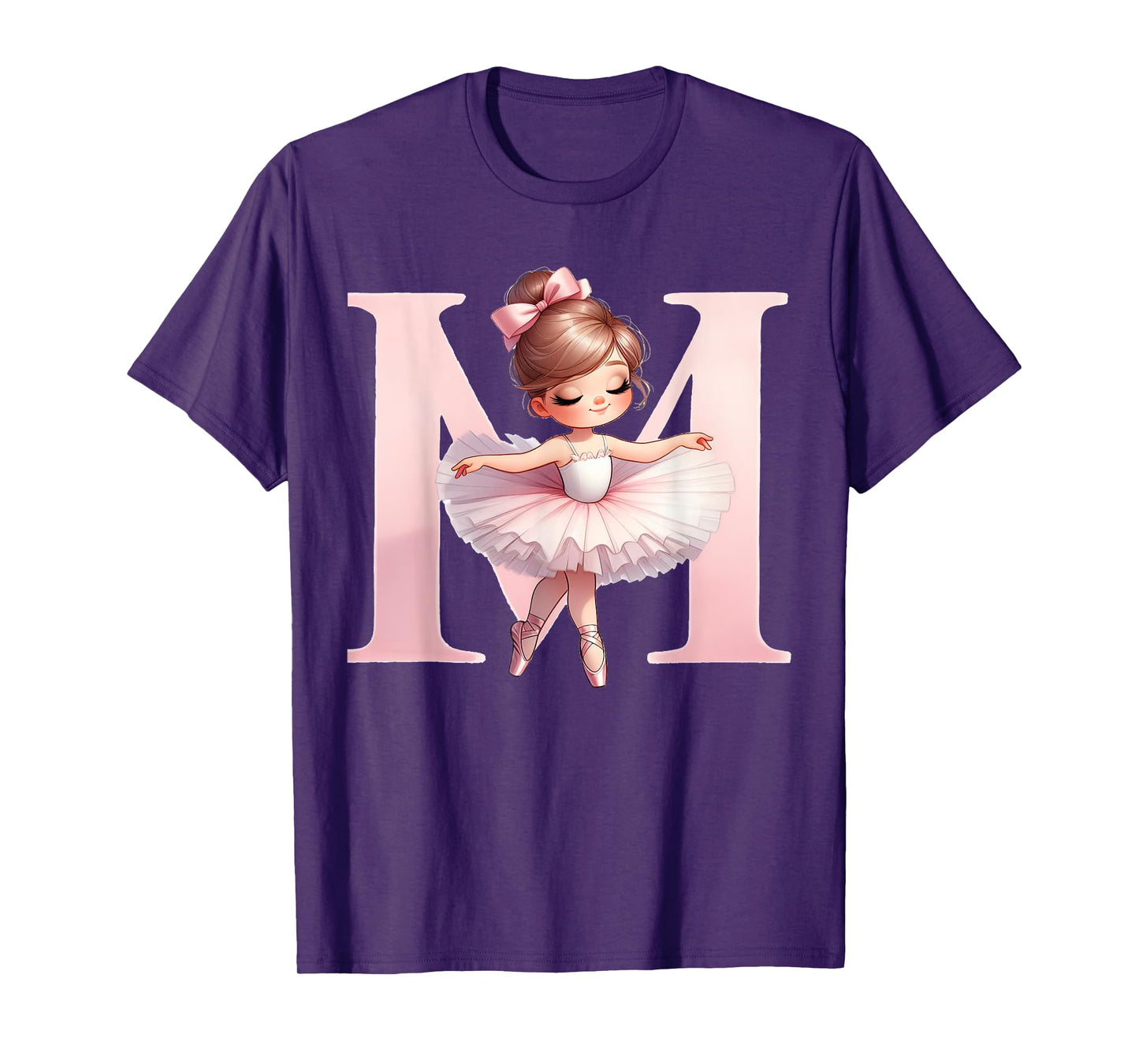 Ballerina Girl Dancing Name First Letter M Girly Tutu Ballet T-Shirt
