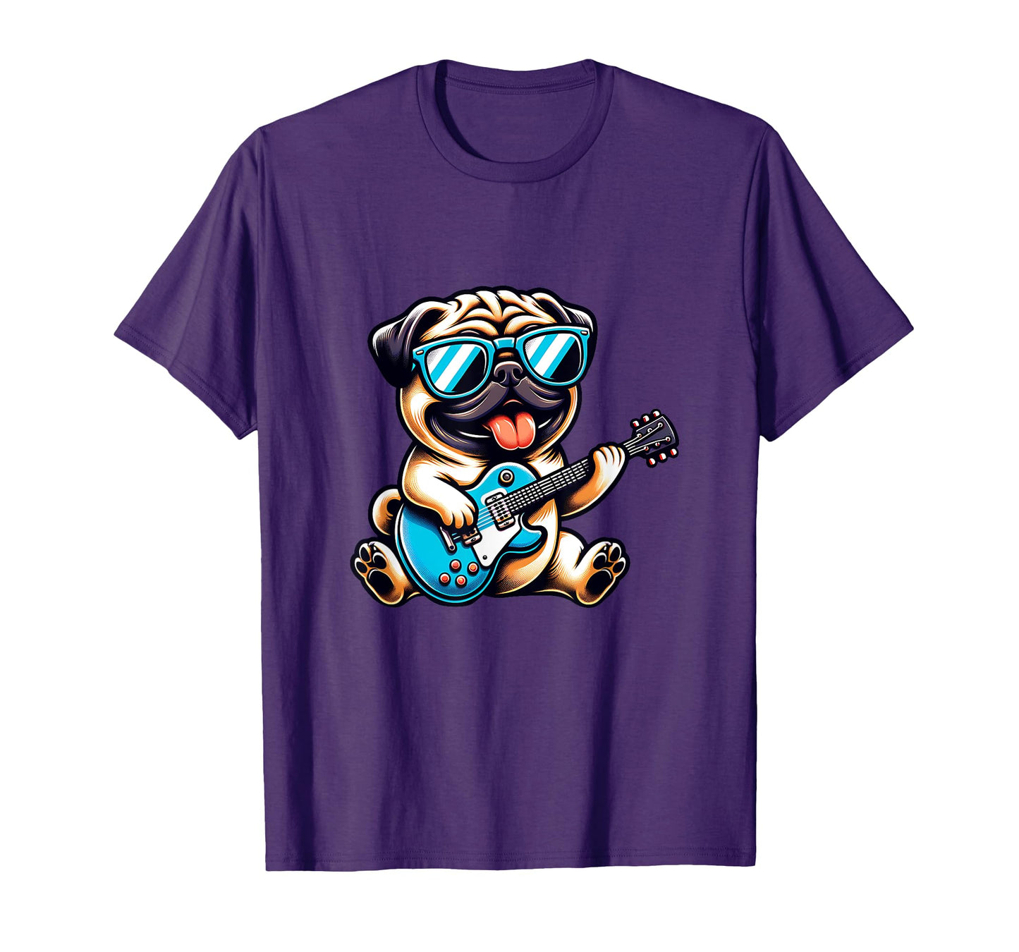 E-Guitar Cool Pug Playing Happy Tunes T-Shirt