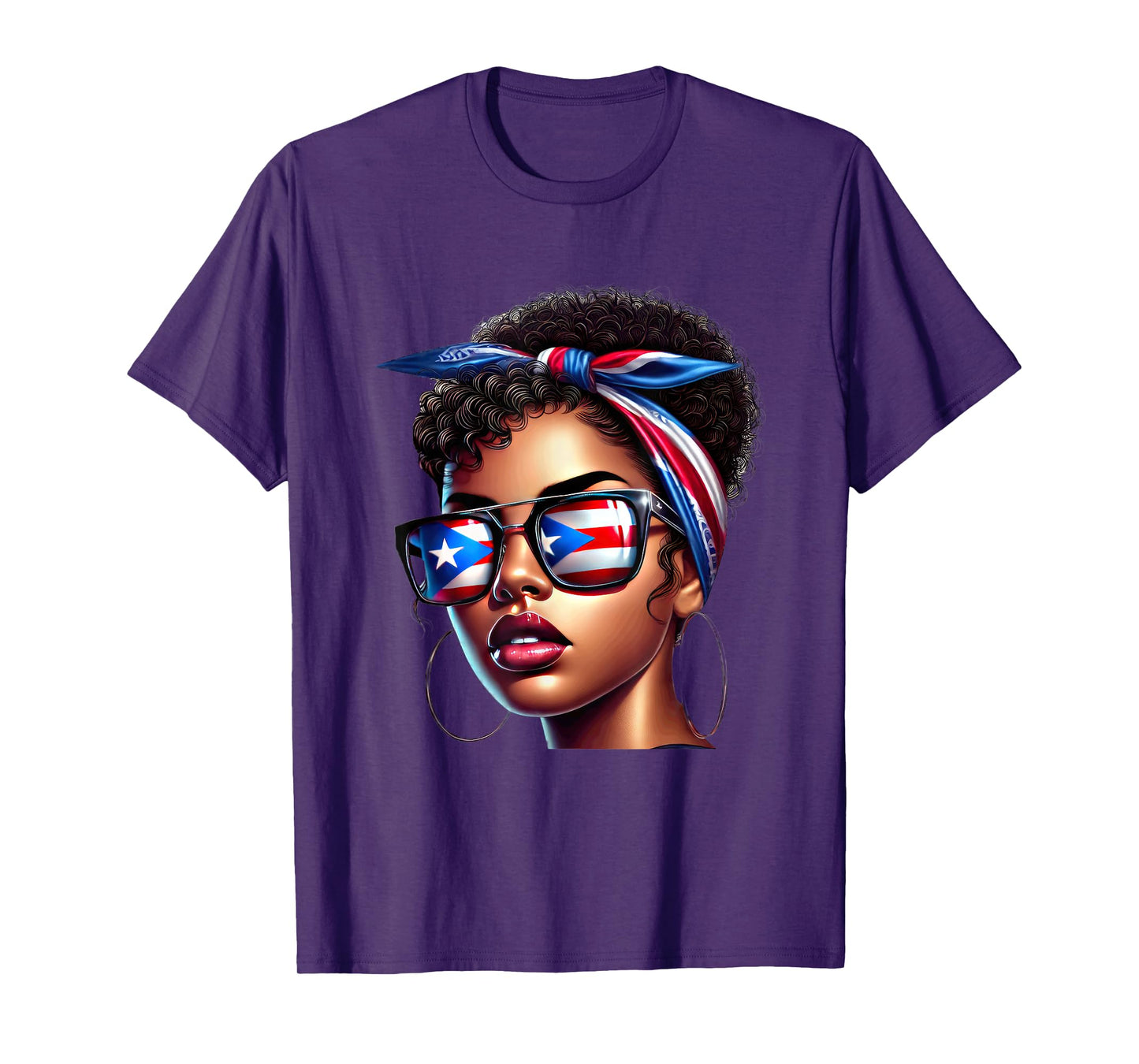 Afro Boricua Latina Puerto Rican Flag Bandana Sunglasses Fun T-Shirt