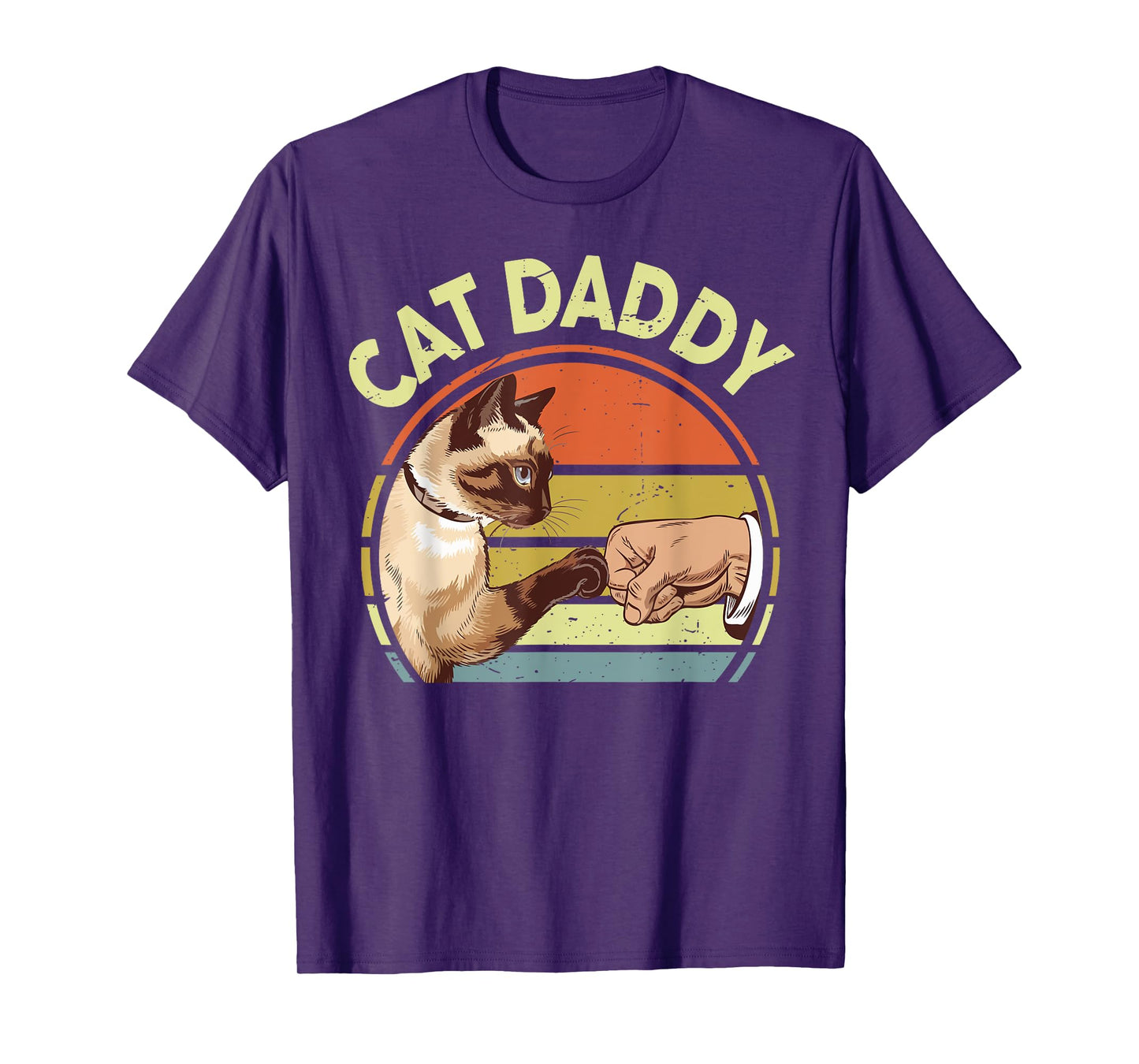 Siamese Cat Daddy Funny Kitten Fist Bump Dad Gift Vintage T-Shirt