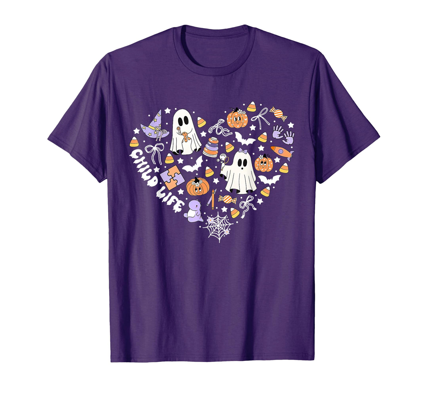 Child Life CLS CCLS Heart Halloween Heart Fall Autumn Ghost T-Shirt
