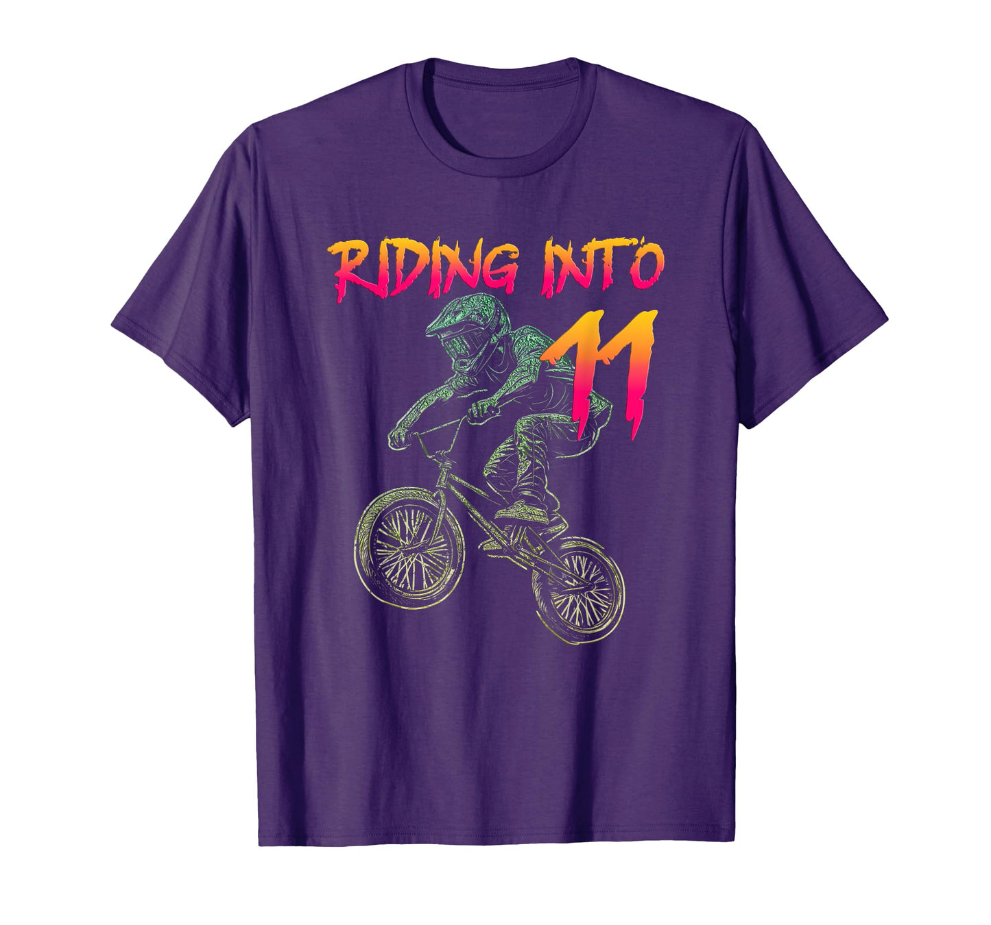 Riding Into 11 Year Old Bmx Birthday Boy Bicycle 11st Bday T-Shirt