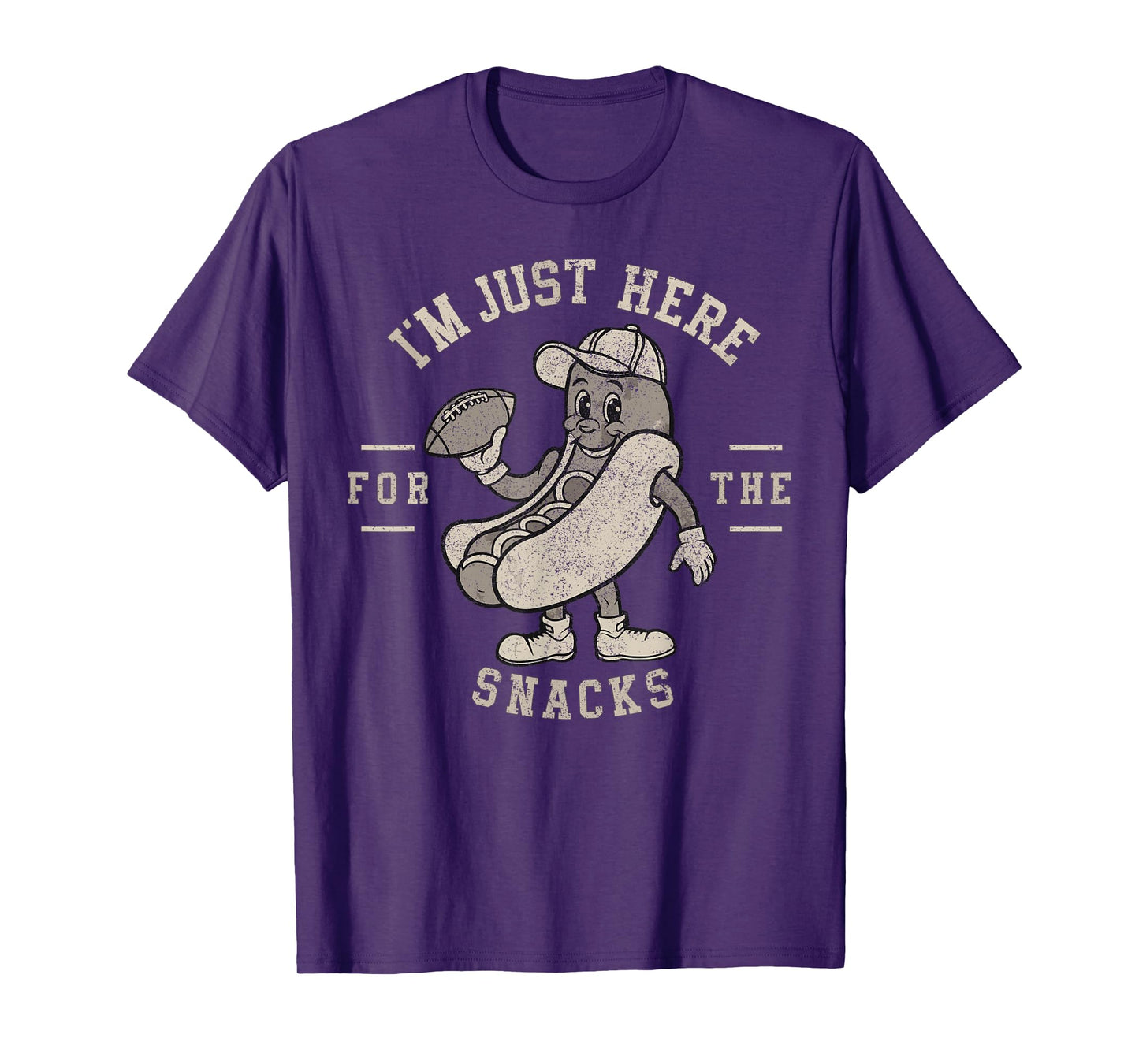 Funny I'm Just Here For The Snacks HotDog Football T-Shirt