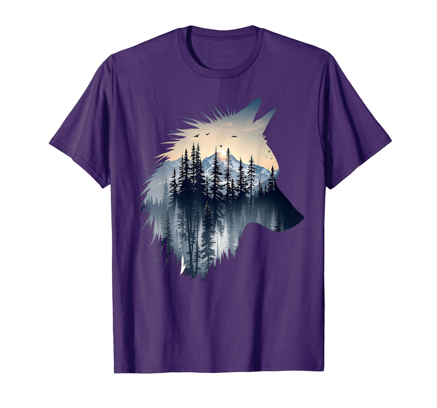 Wolf With Mountain Forest And Wildlife Scene Outdoor T-Shirt